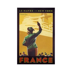 1979 French Line Poster SS France Le Havre to New York Travel