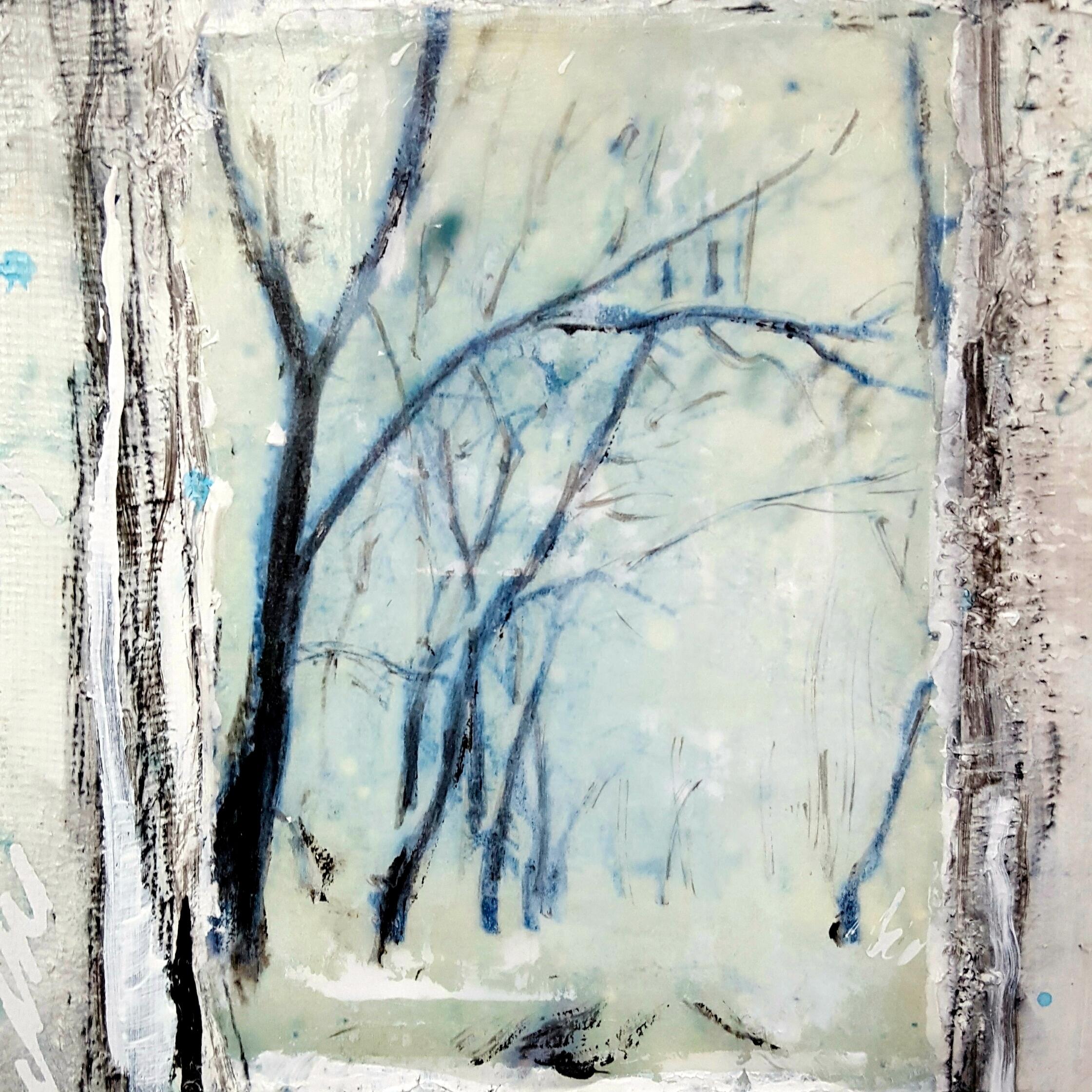Première neige, technique mixte sur toile - Abstrait Mixed Media Art par Laura Spring