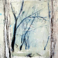 Première neige, technique mixte sur toile