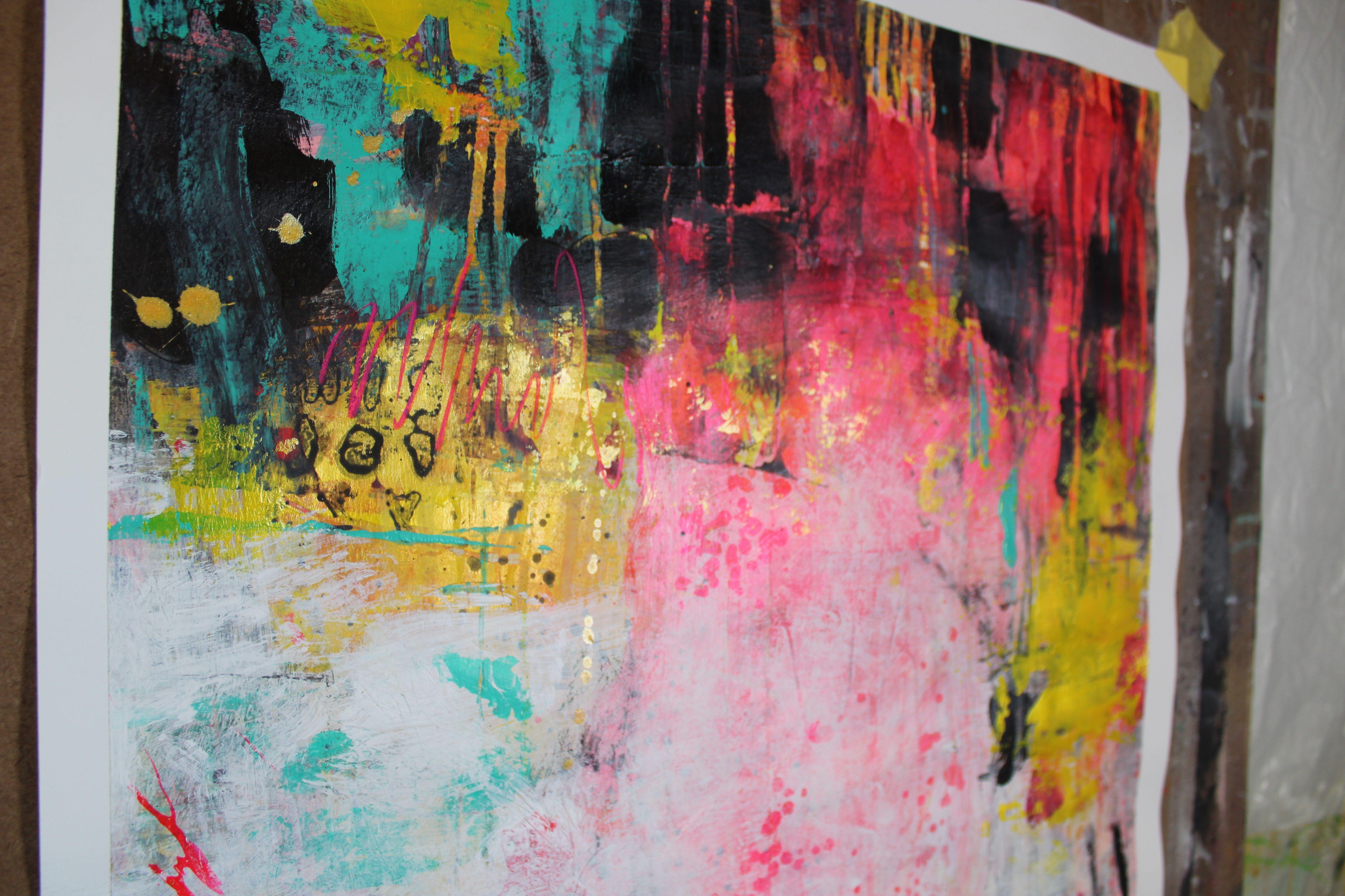 The Language of Love 3, Mixed Media on Paper - Abstract Mixed Media Art by Laura Spring