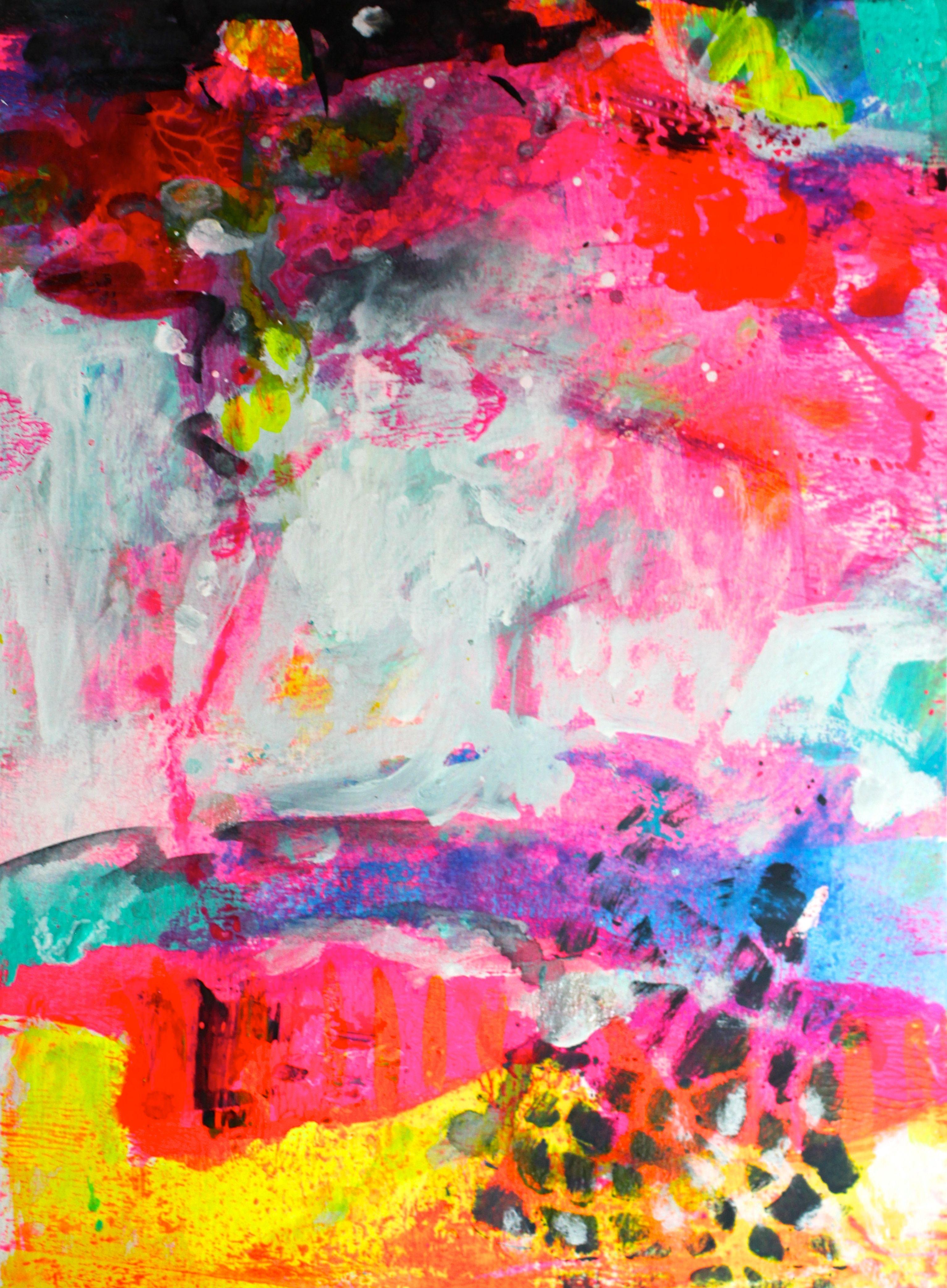 Uccelli del paradiso 5, Pittura, Acrilico su carta - Painting di Laura Spring