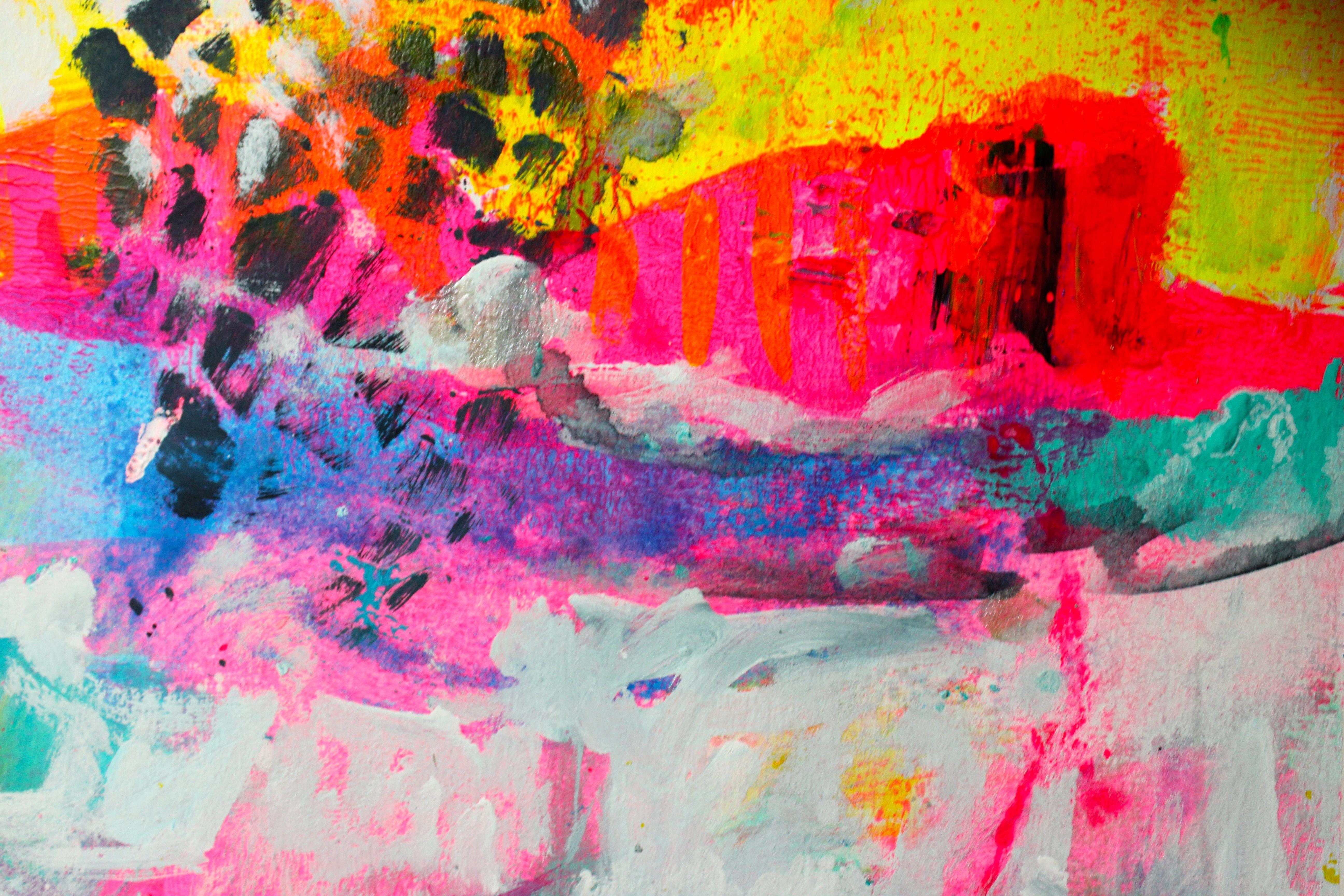 Uccelli del paradiso 5, Pittura, Acrilico su carta - Painting Astratto di Laura Spring