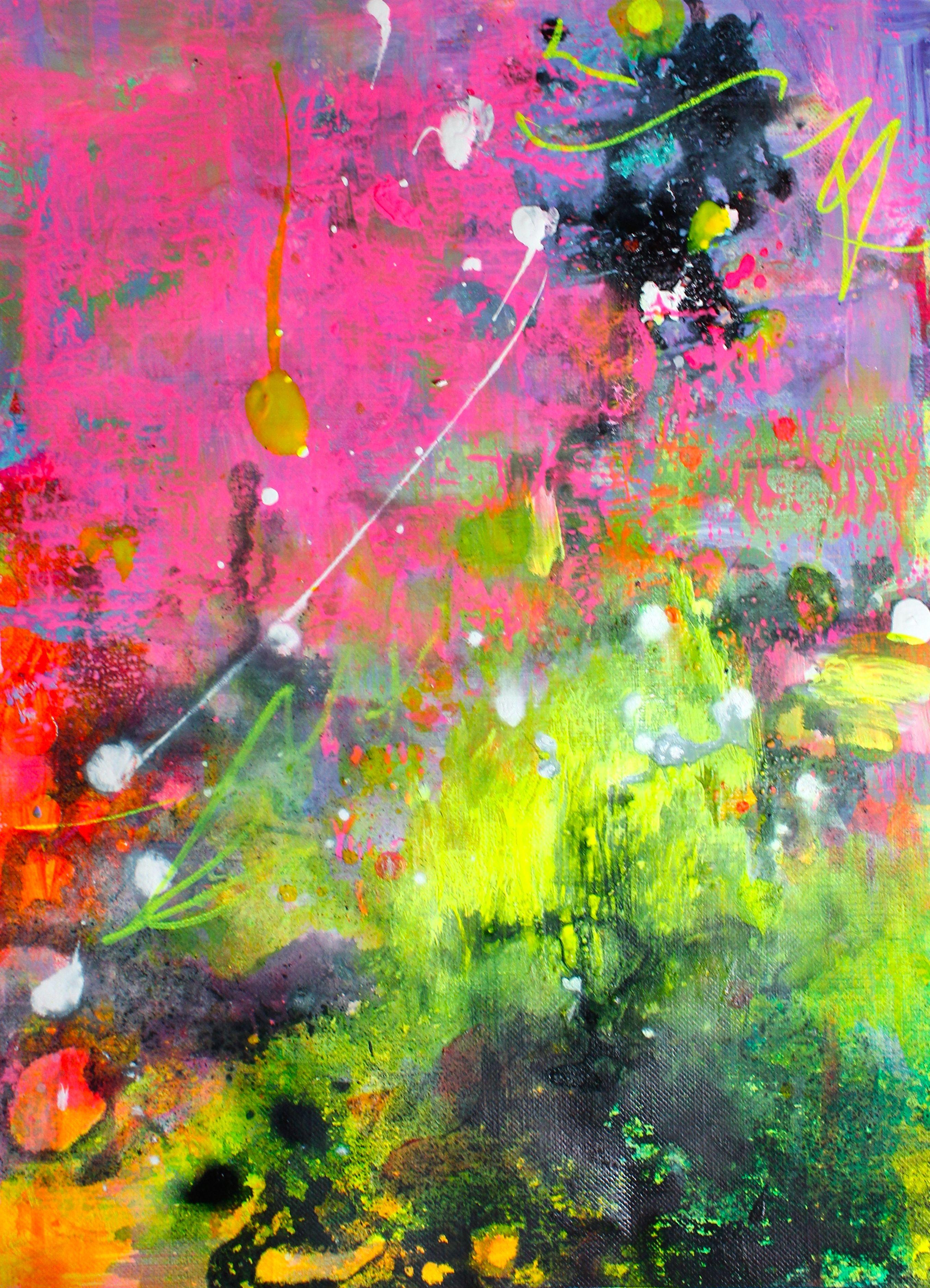 Aves del paraíso 7, Pintura, Acrílico sobre papel - Painting Expresionismo abstracto de Laura Spring