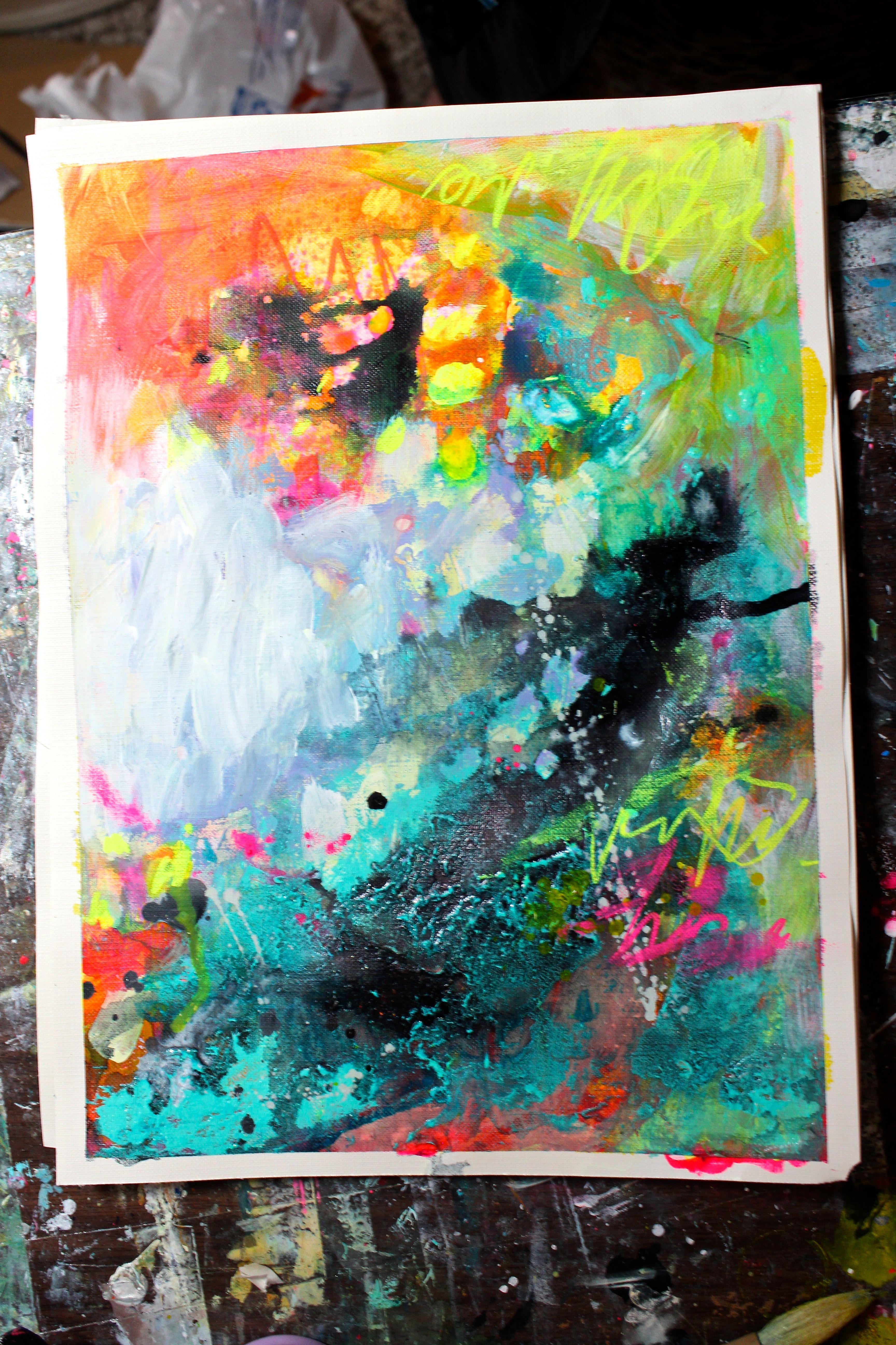 Aves del paraíso 8, Pintura, Acrílico sobre papel - Painting Expresionismo abstracto de Laura Spring