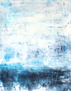 Blaue Landschaft 1, Gemälde, Öl auf Papier