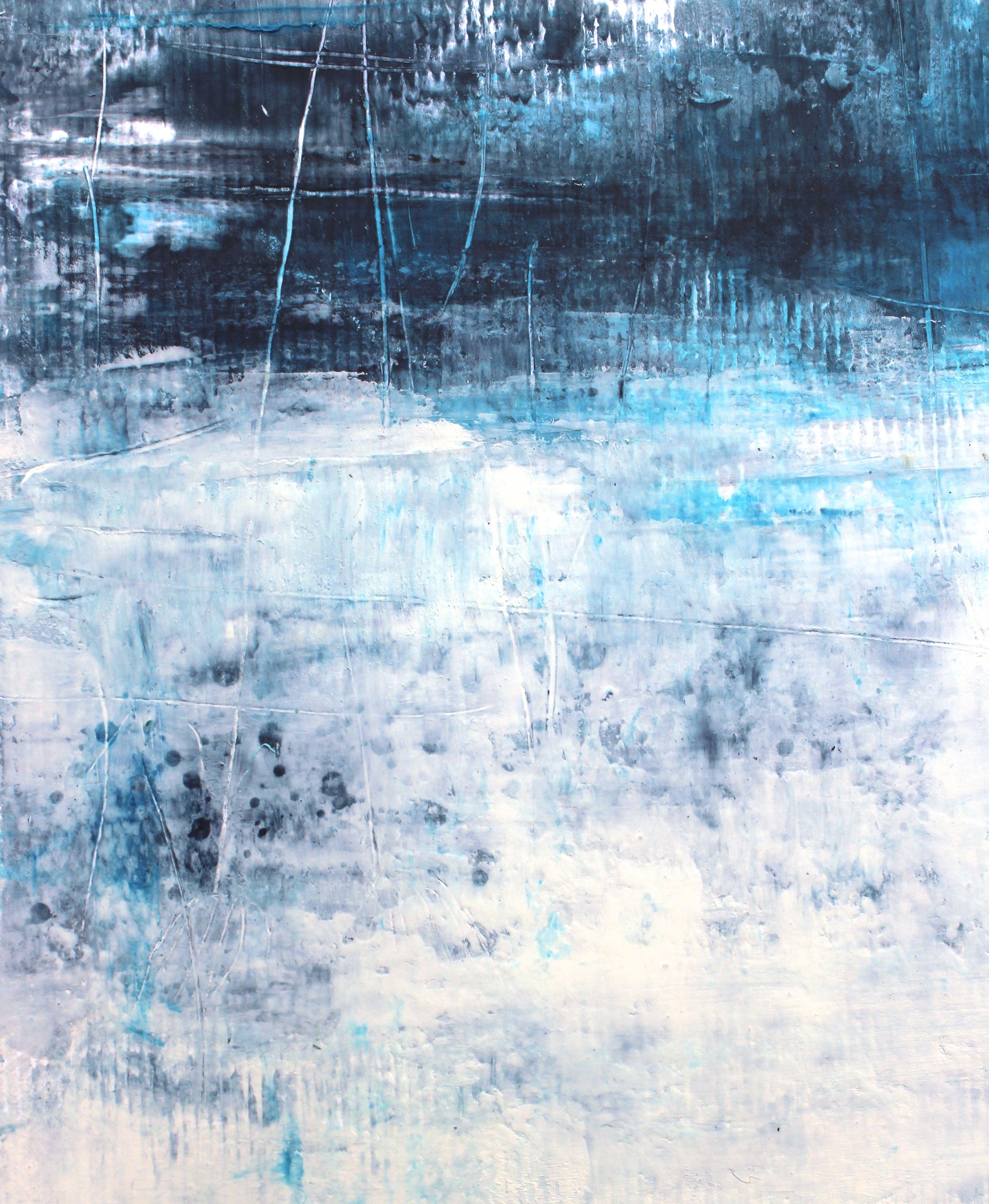 Blue Landscape 1, Painting, Oil on Paper For Sale 1