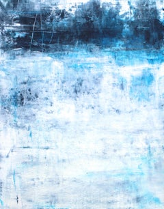 Paisaje azul 1, Pintura, Óleo sobre papel