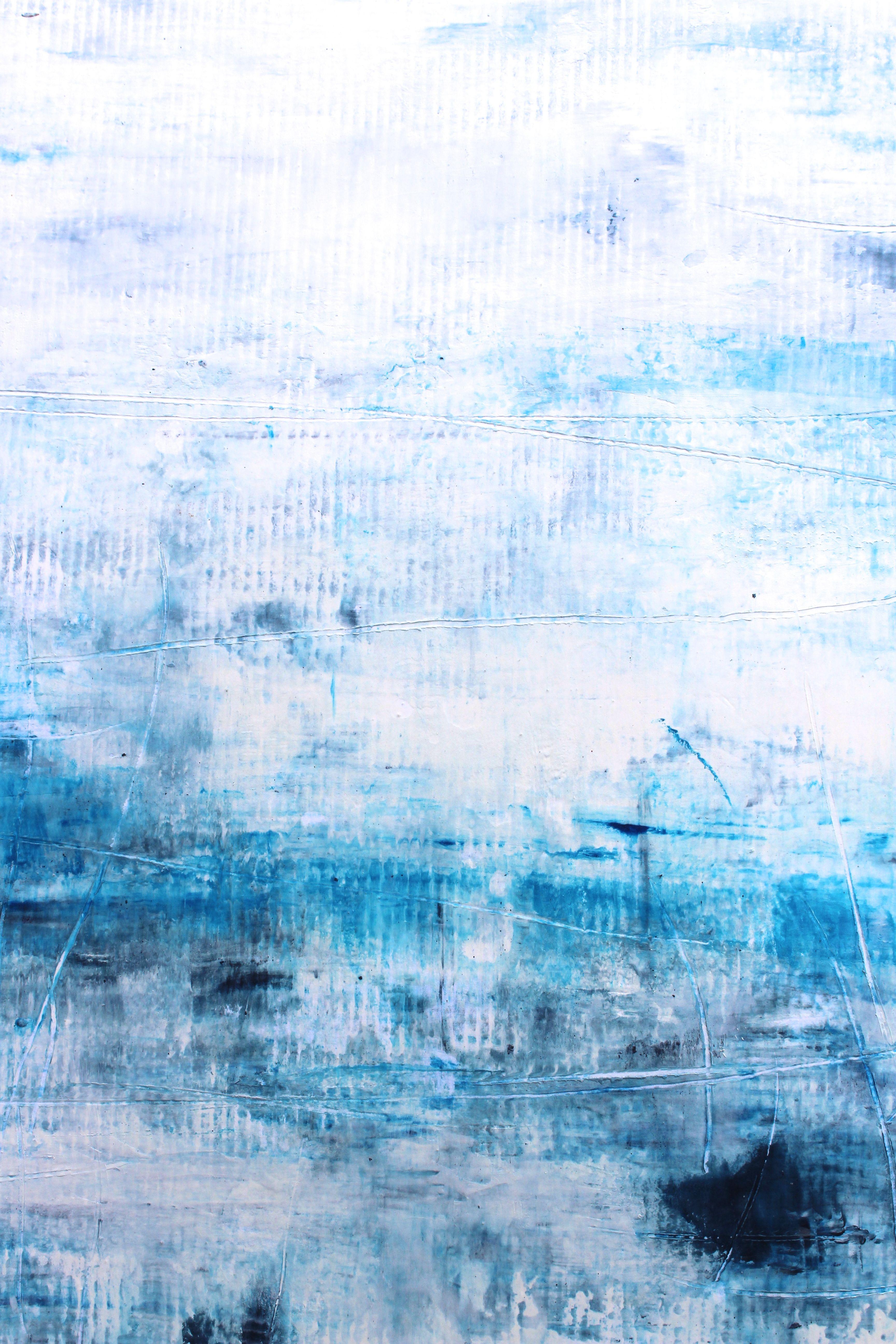 Paesaggio blu 2, Pittura, Olio su carta - Painting Astratto di Laura Spring