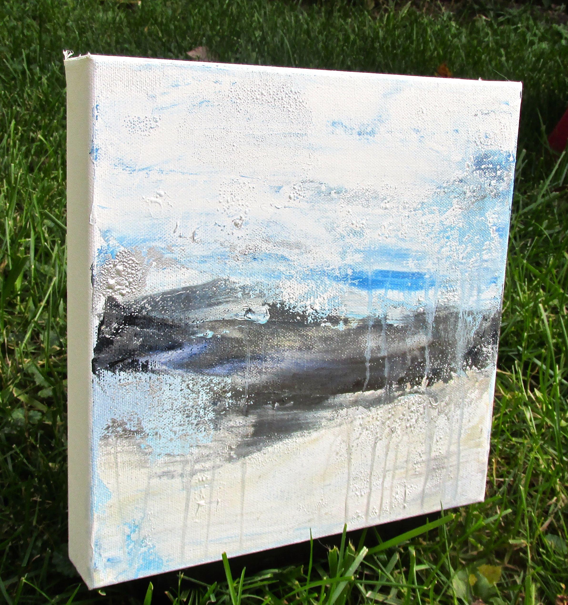 Bracing for the Storm 1, Painting, Acrylic on Canvas - Gray Abstract Painting by Laura Spring