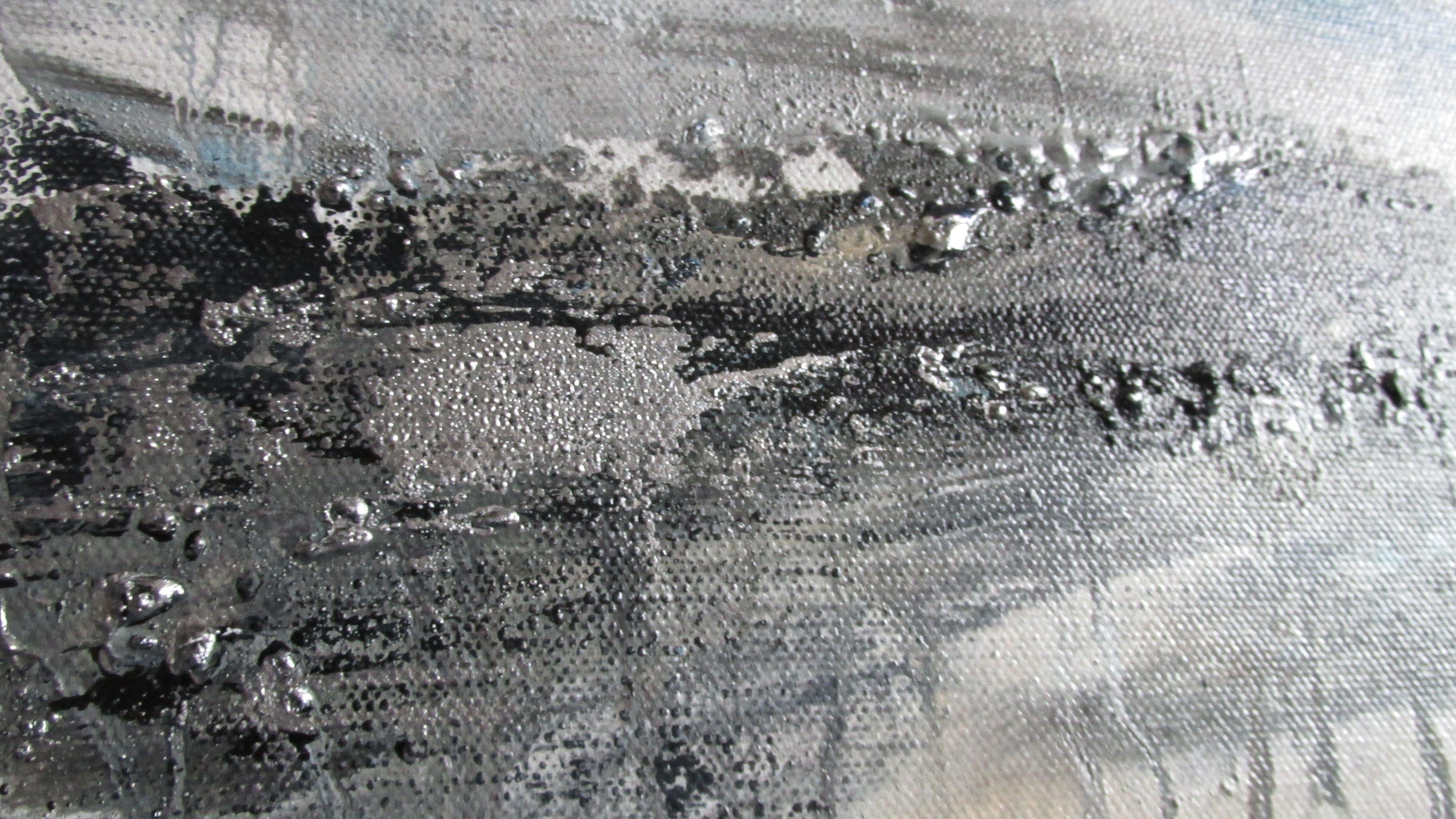 Bracing for the Storm, Painting, Acrylic on Canvas - Gray Abstract Painting by Laura Spring