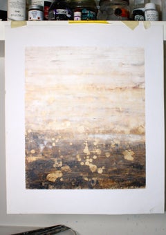 Peinture, huile sur papier, champs