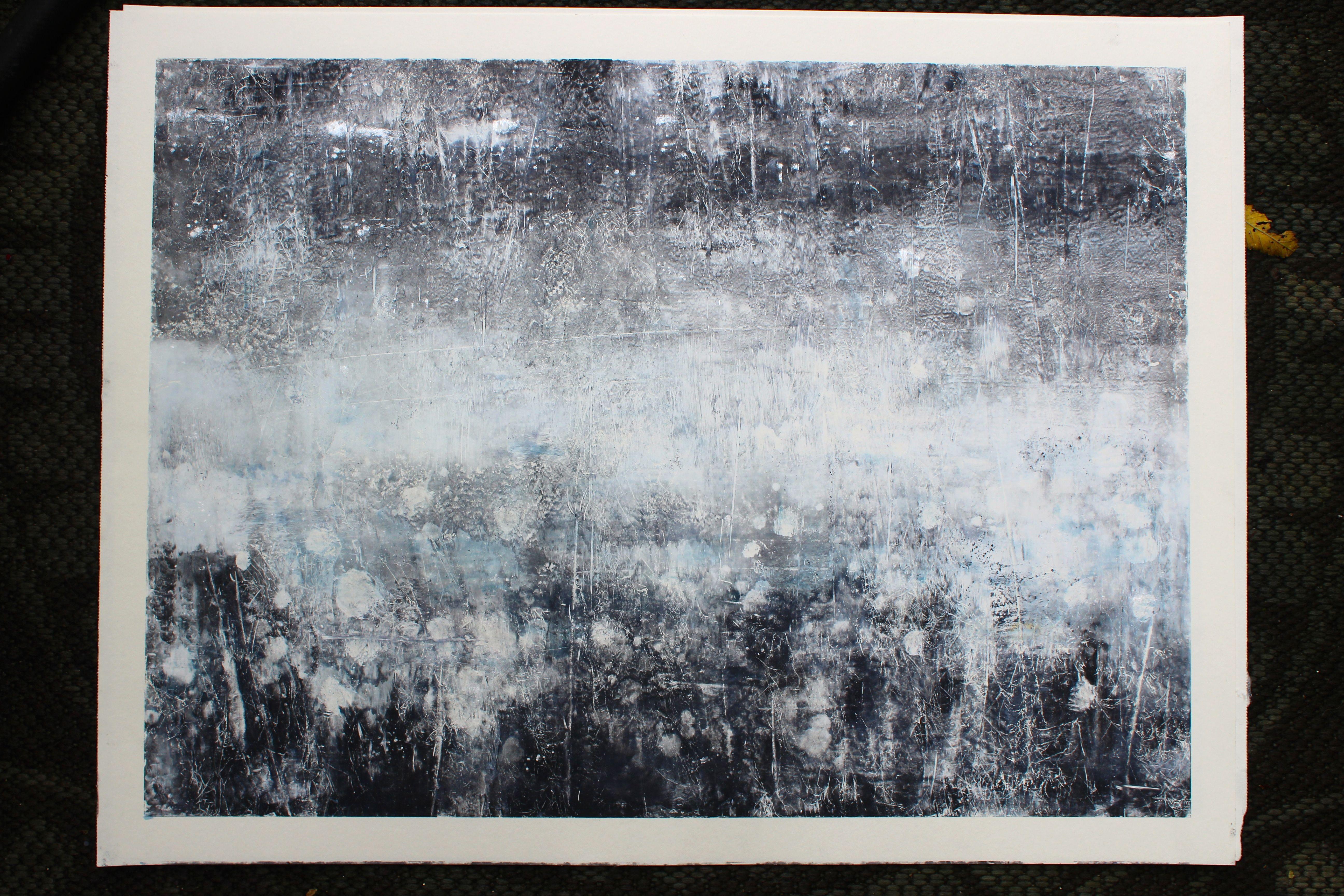 Fields, Painting, Oil on Paper - Gray Abstract Painting by Laura Spring