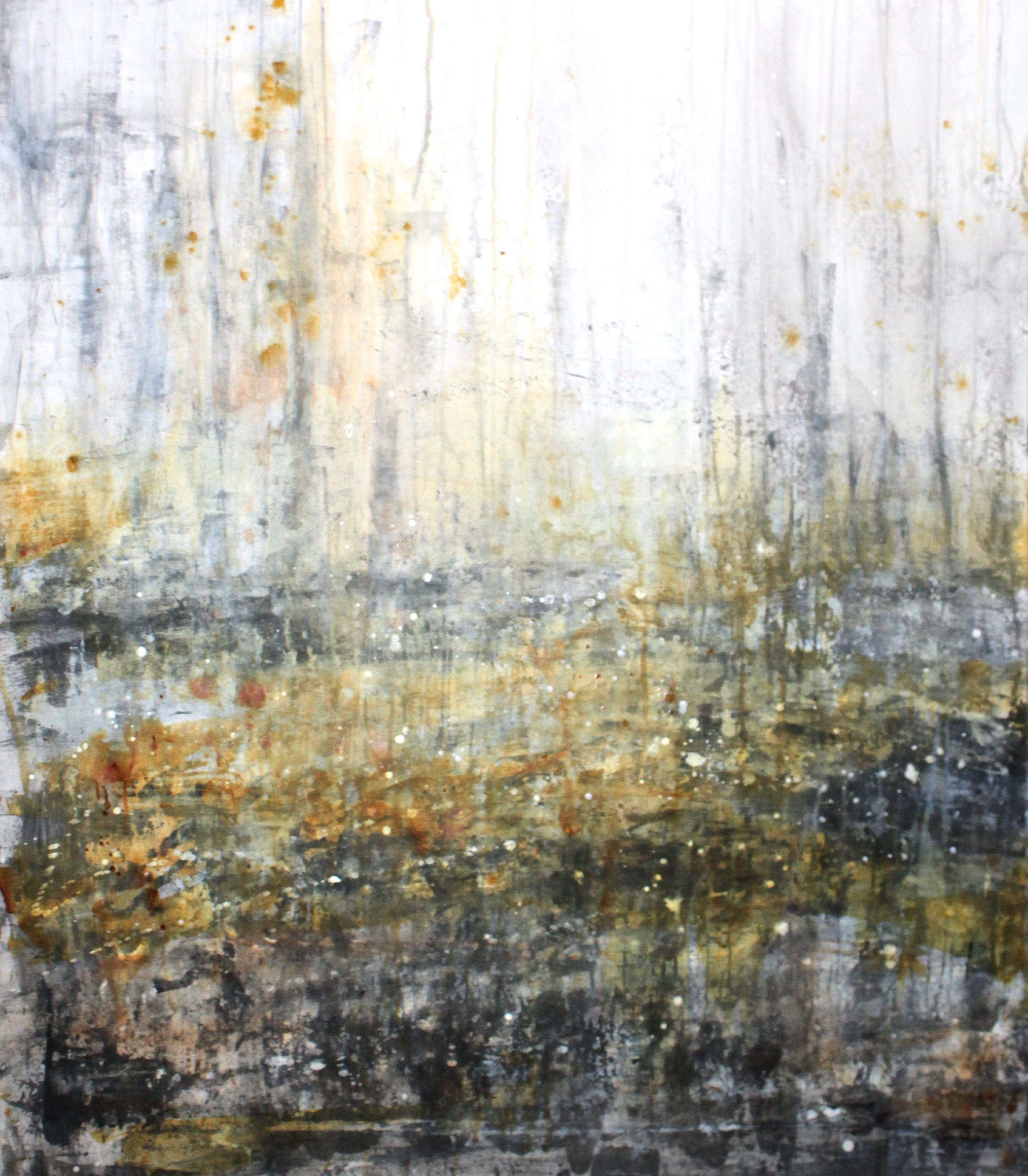 Abstract Painting Laura Spring - Forest d'automne Foggy Fall, peinture, acrylique sur papier