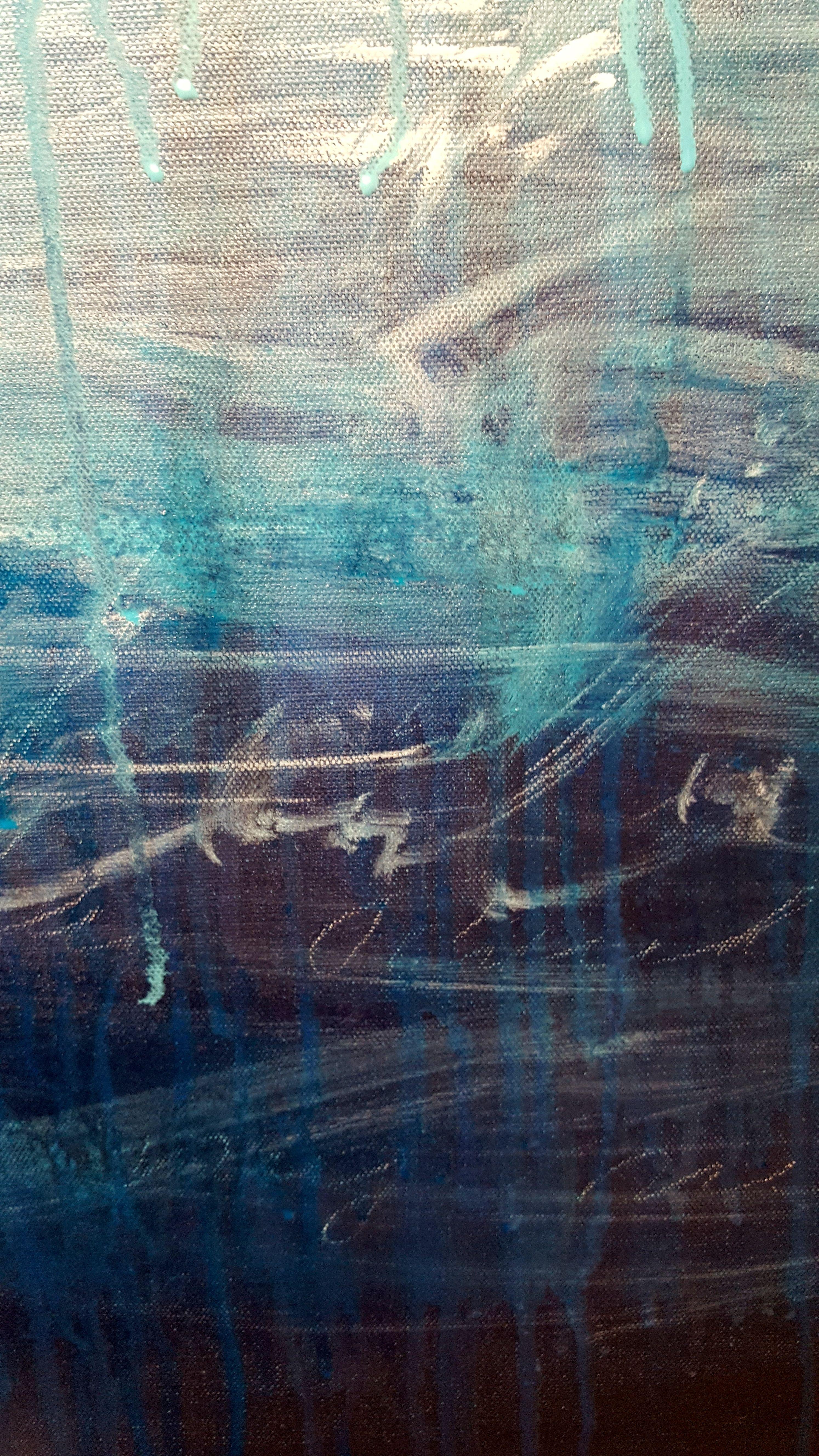 Gone with the Wind, Painting, Acrylic on Canvas - Blue Abstract Painting by Laura Spring