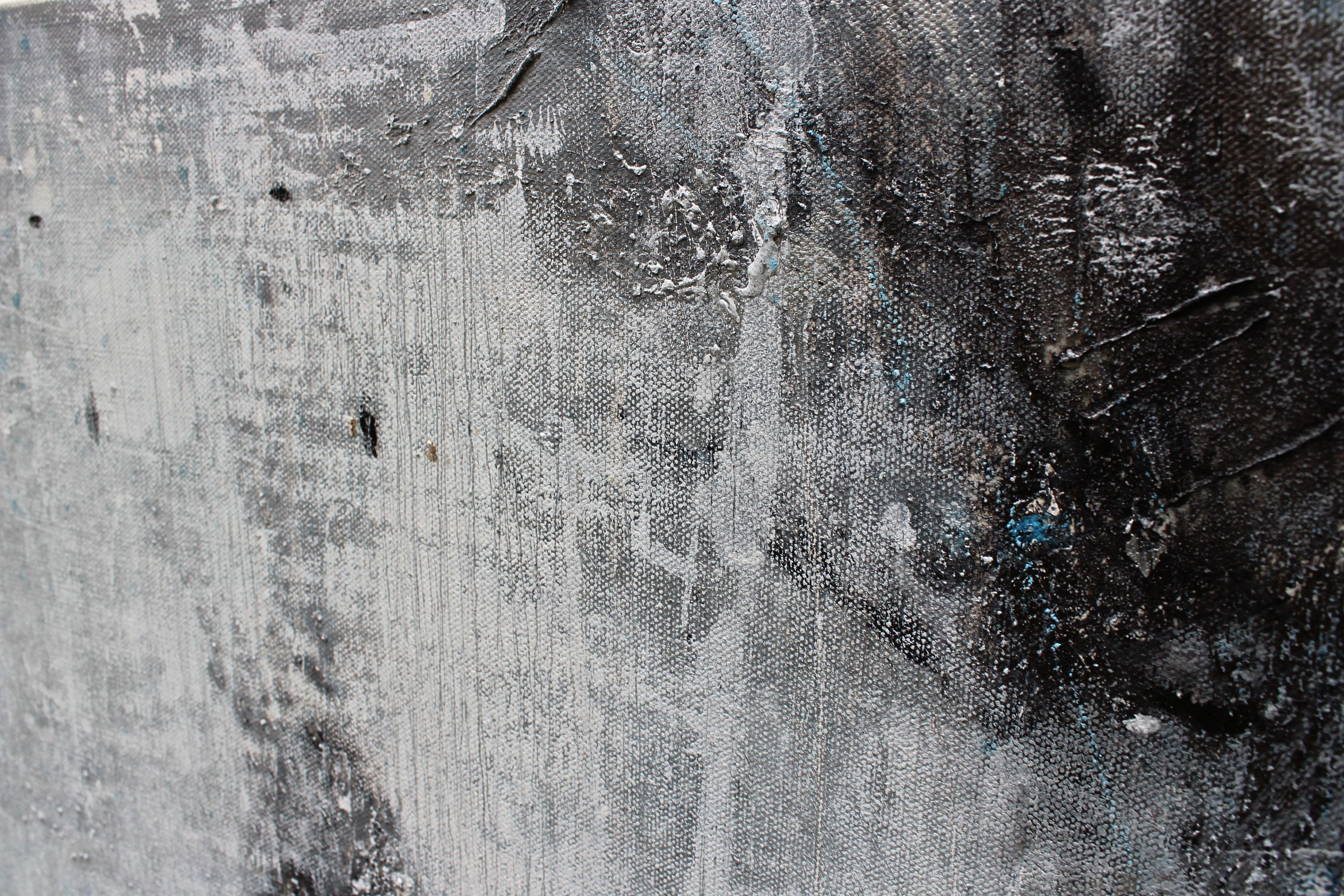 Have you seen the moon tonight?, Painting, Acrylic on Canvas - Gray Abstract Painting by Laura Spring