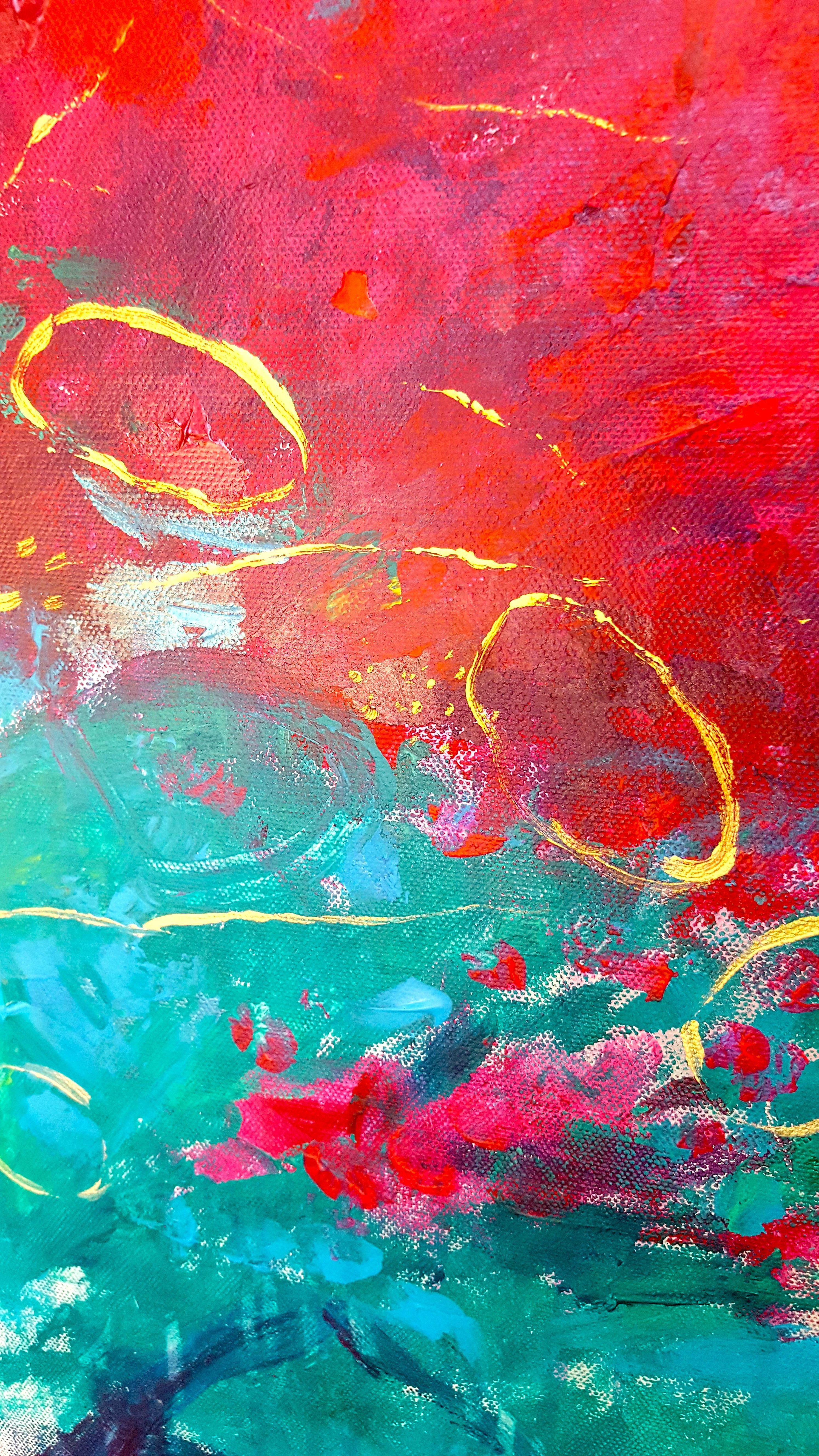 In the Heart, Painting, Acrylic on Canvas - Pink Abstract Painting by Laura Spring