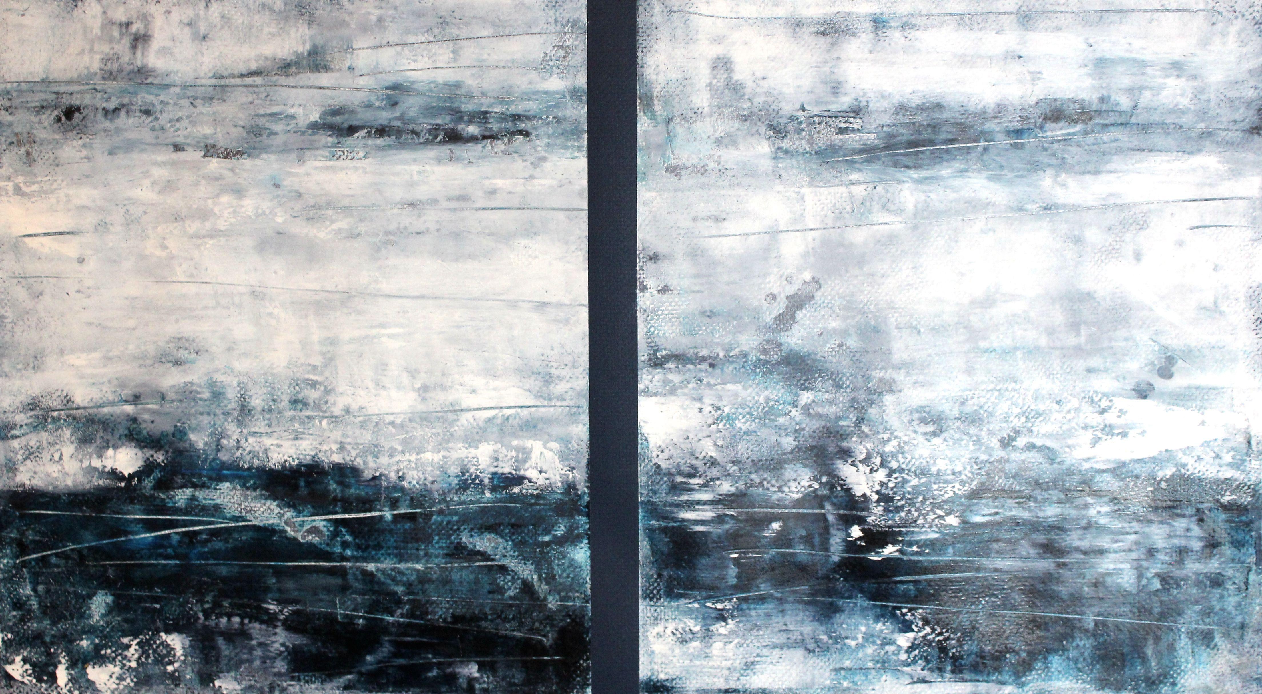 Laura Spring Abstract Painting - Northern, cold wax, Painting, Oil on Paper