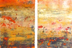 orange grunge, Painting, Oil on Paper