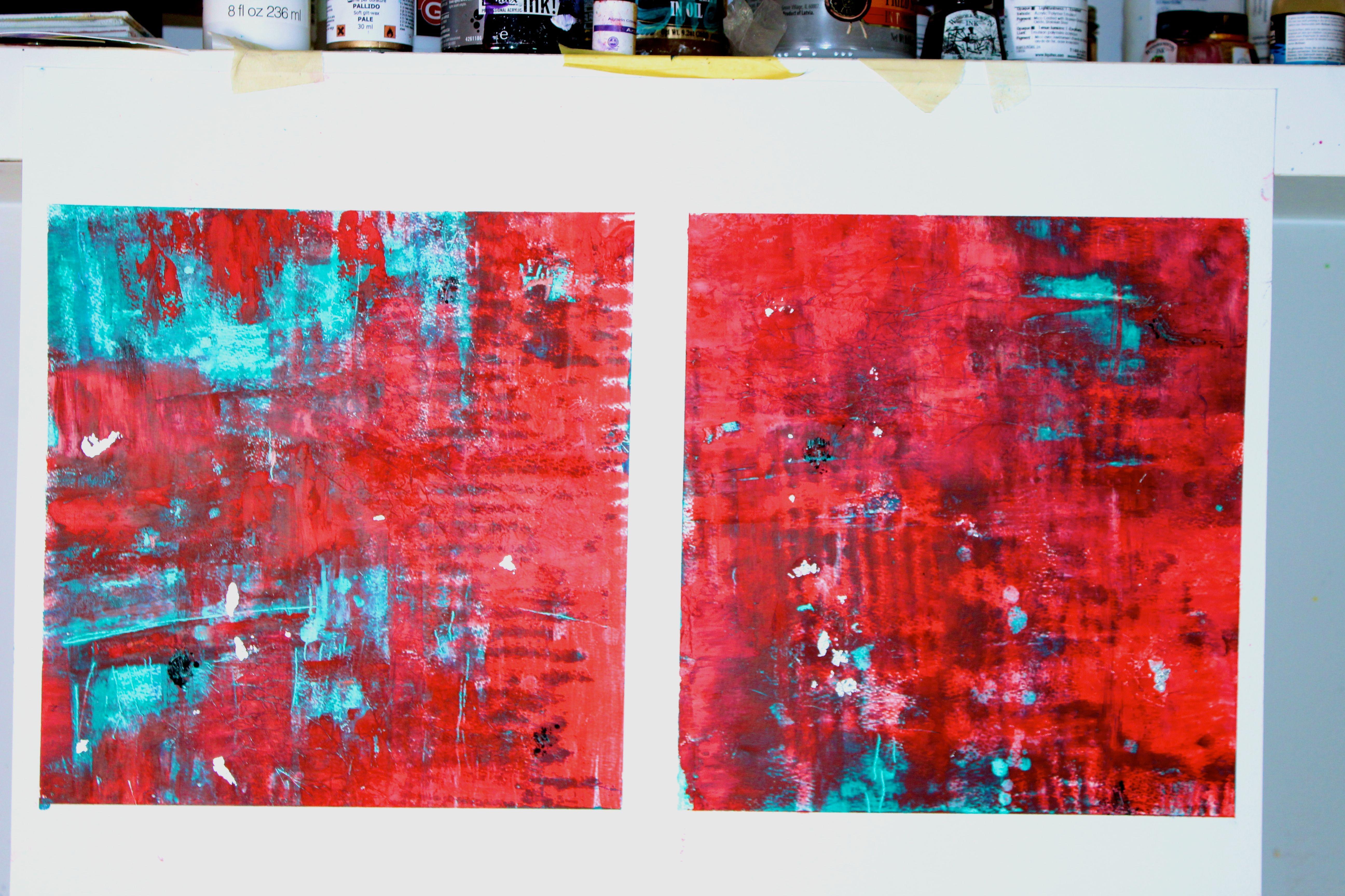 Rosso, Pittura, Olio su carta - Painting di Laura Spring