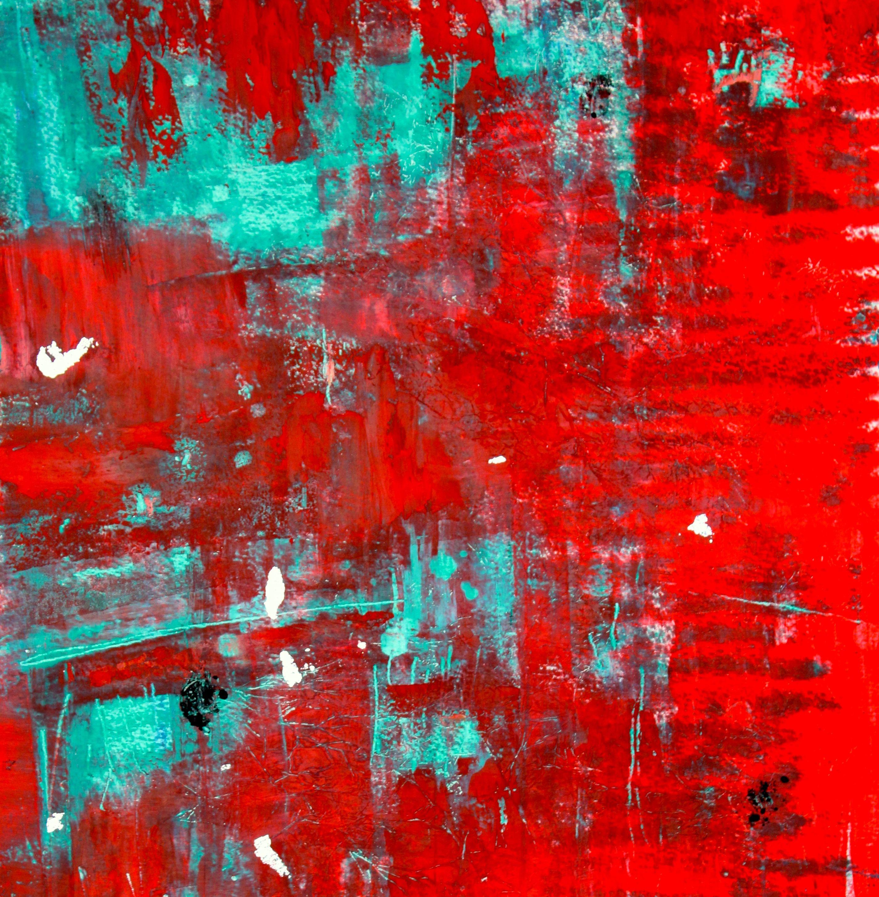 Red, Painting, Oil on Paper For Sale 1