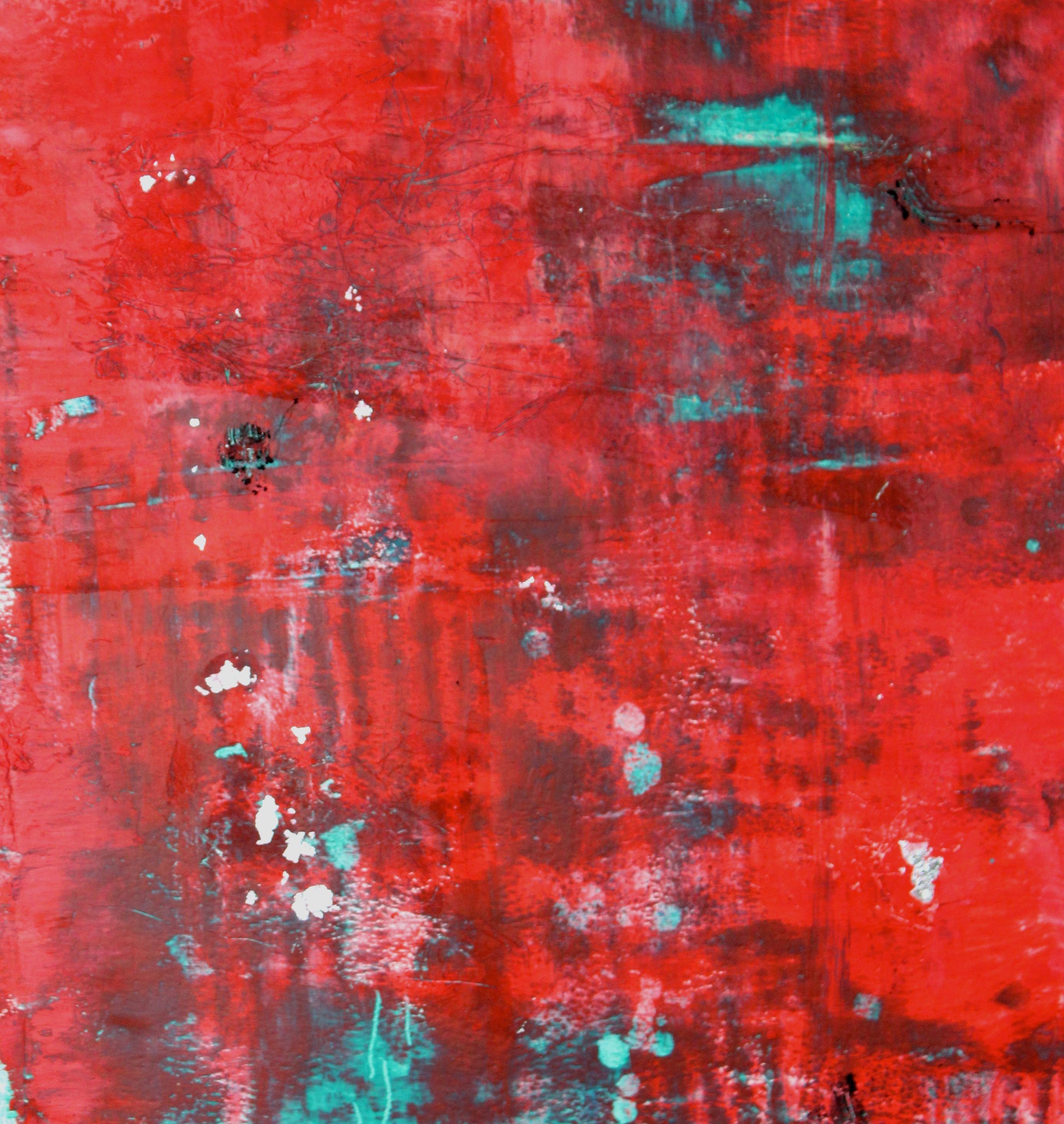 Red, Painting, Oil on Paper For Sale 2