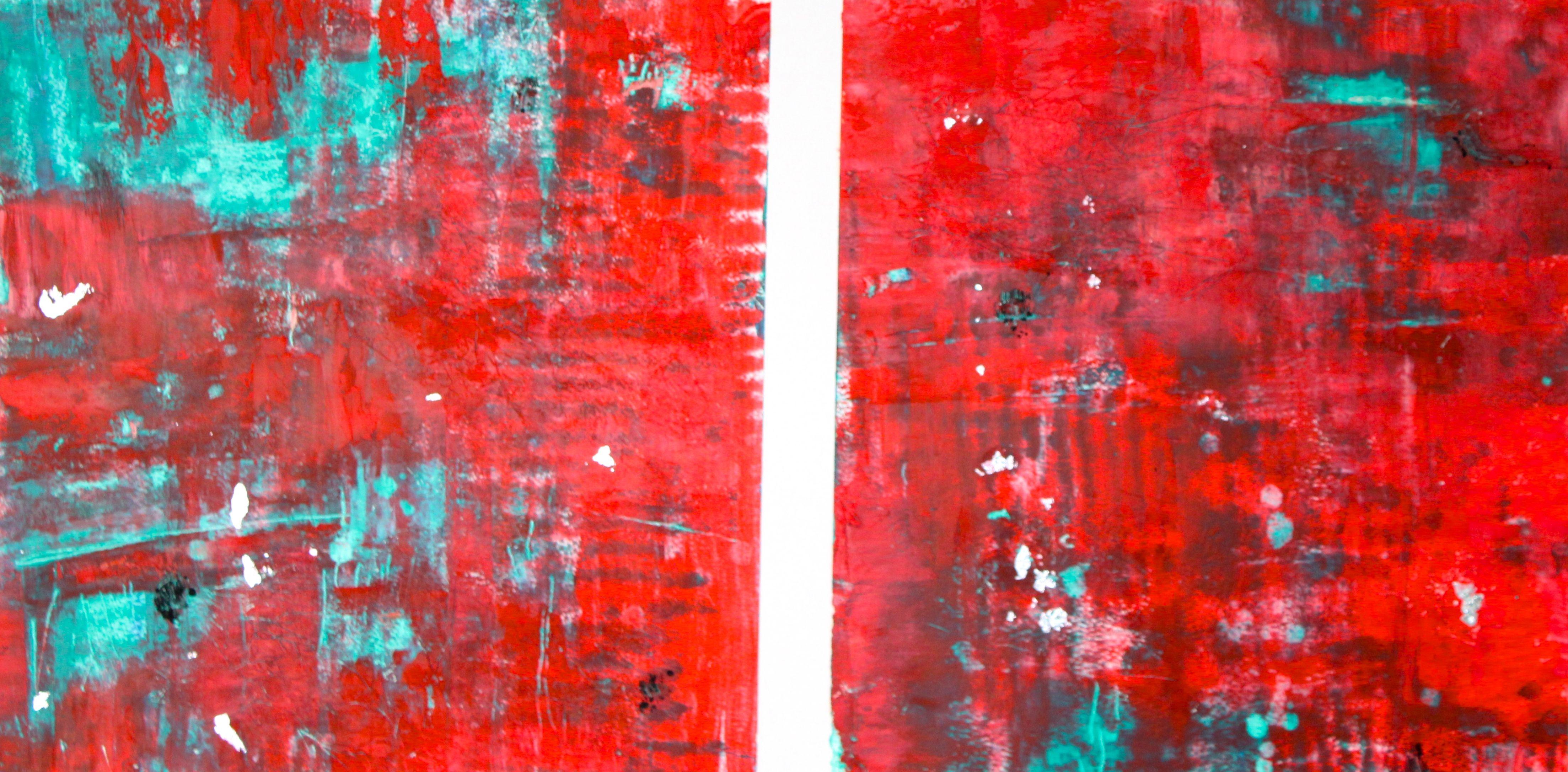 Laura Spring Abstract Painting - Red, Painting, Oil on Paper