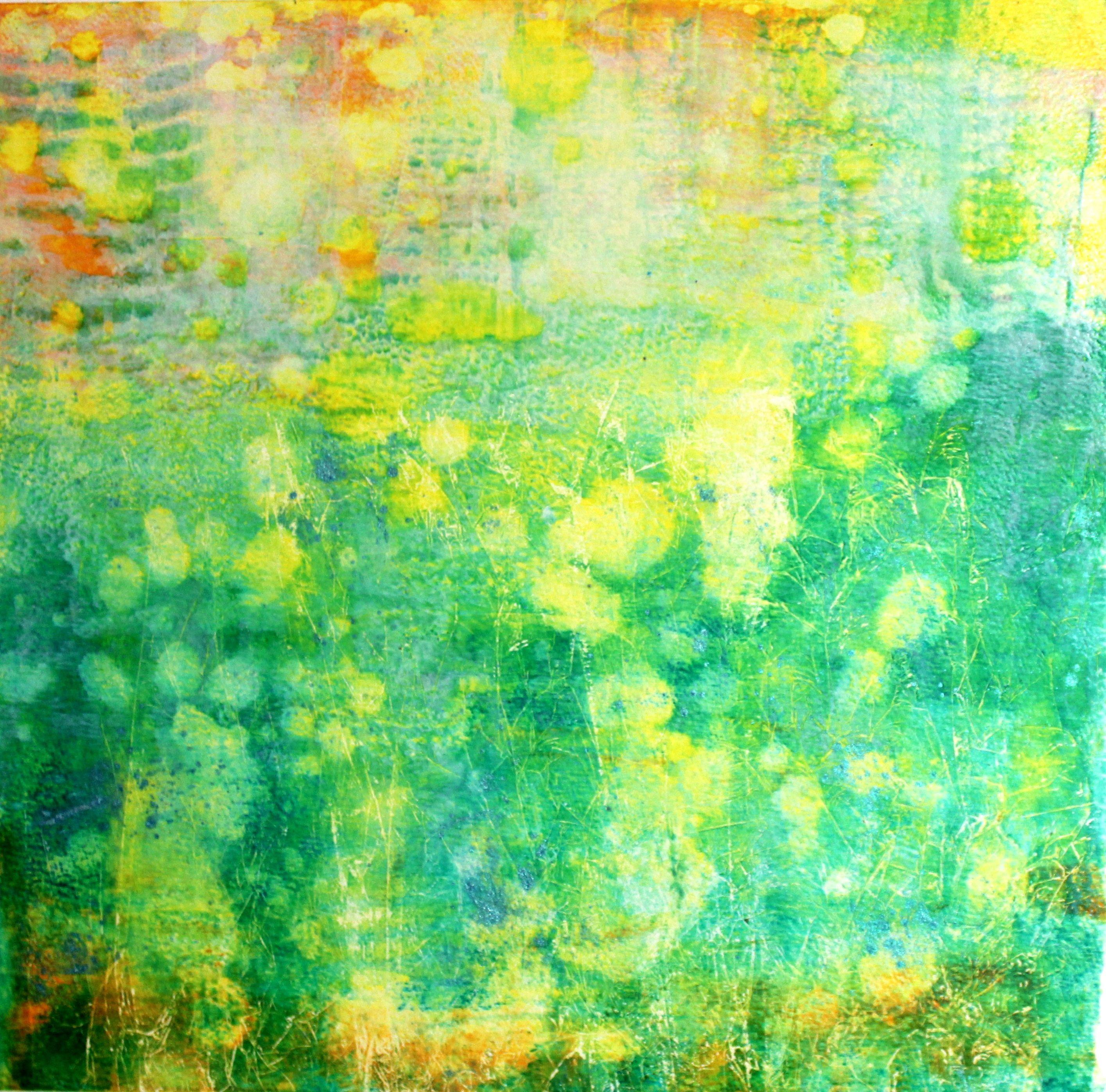 Laura Spring Abstract Painting - Reflections, Painting, Oil on Paper