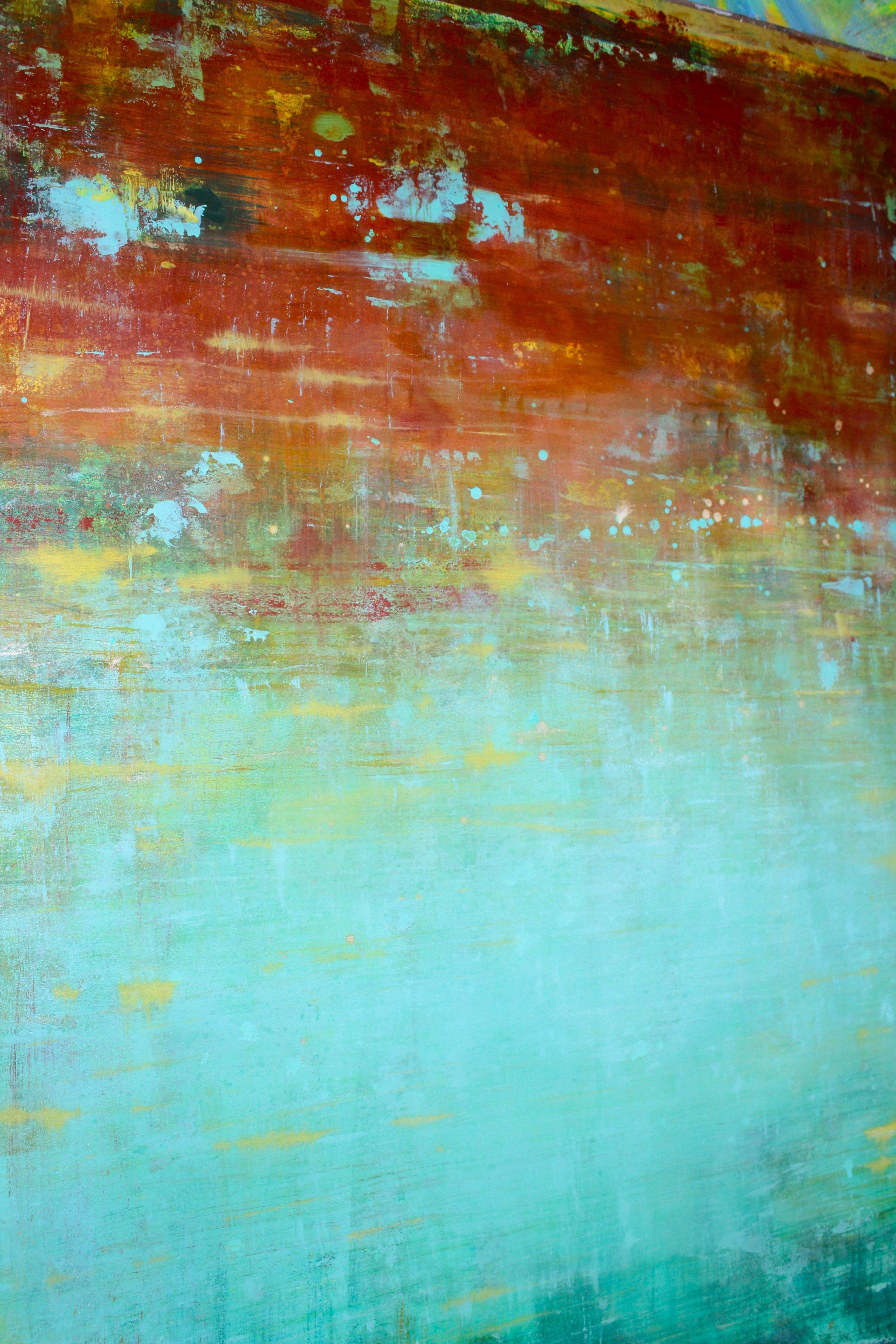 Rust and Turquoise 2, Malerei, Acryl auf Papier (Abstrakt), Painting, von Laura Spring