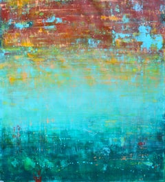 Rouille et turquoise 2, peinture, acrylique sur papier