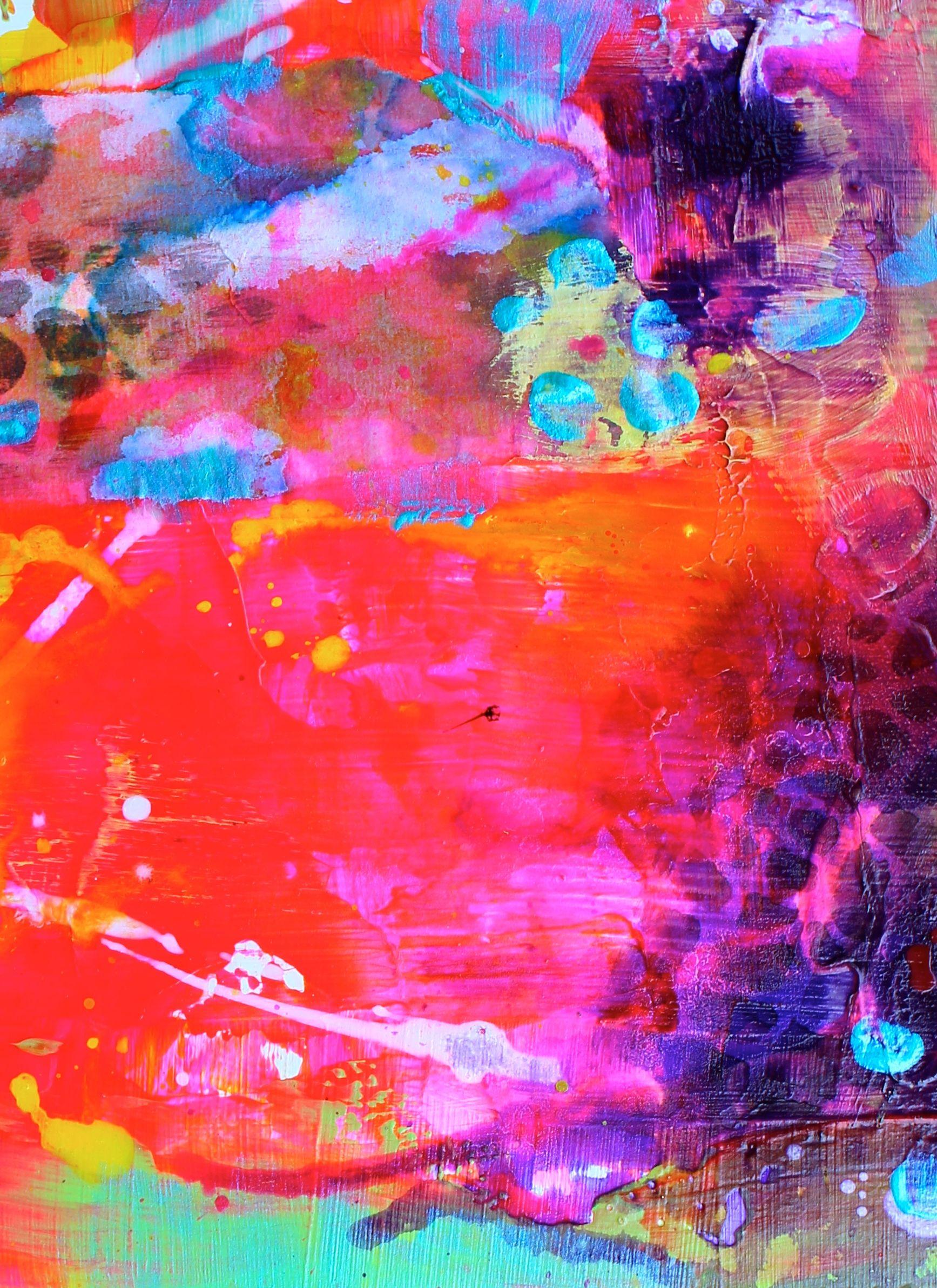 Pintura en técnica mixta sobre panel de madera acunada. La pintura mide 10 