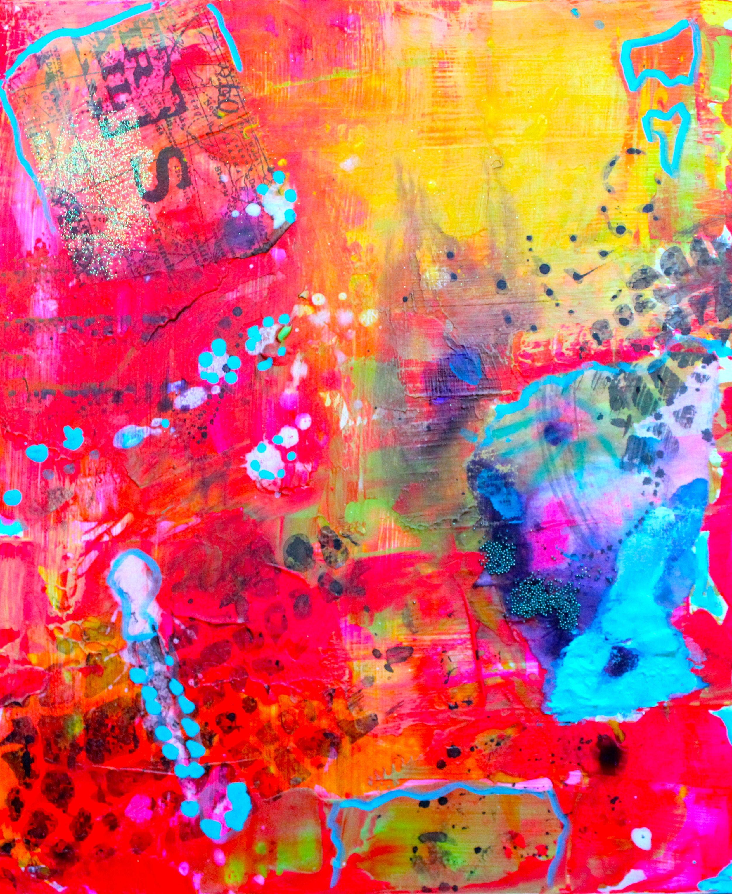 Abstract Painting de Laura Spring - ¡Brilla! 6, Pintura, Acrílico sobre panel MDF