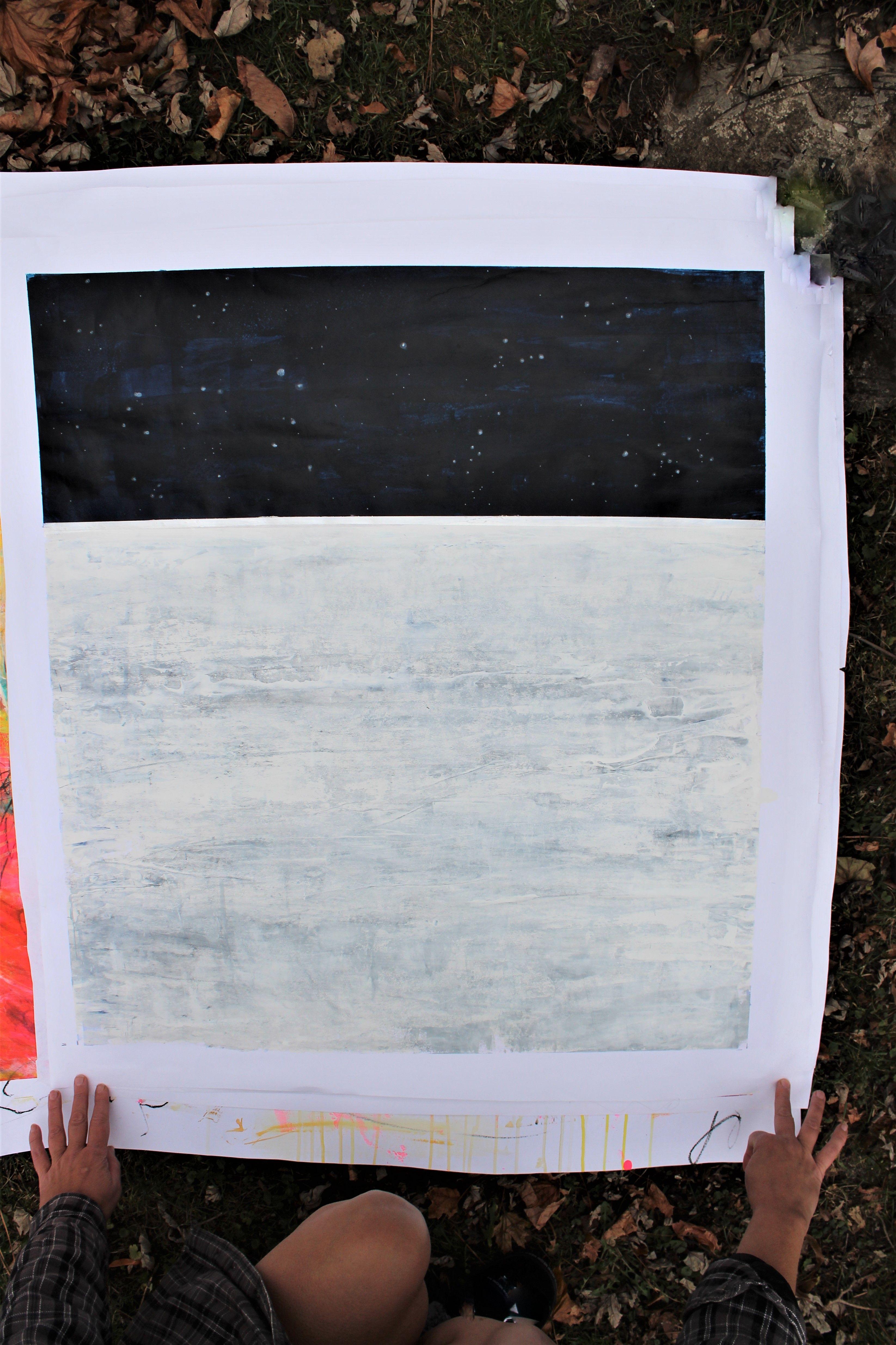 Noche de Paz 2, Pintura, Óleo sobre papel - Painting de Laura Spring