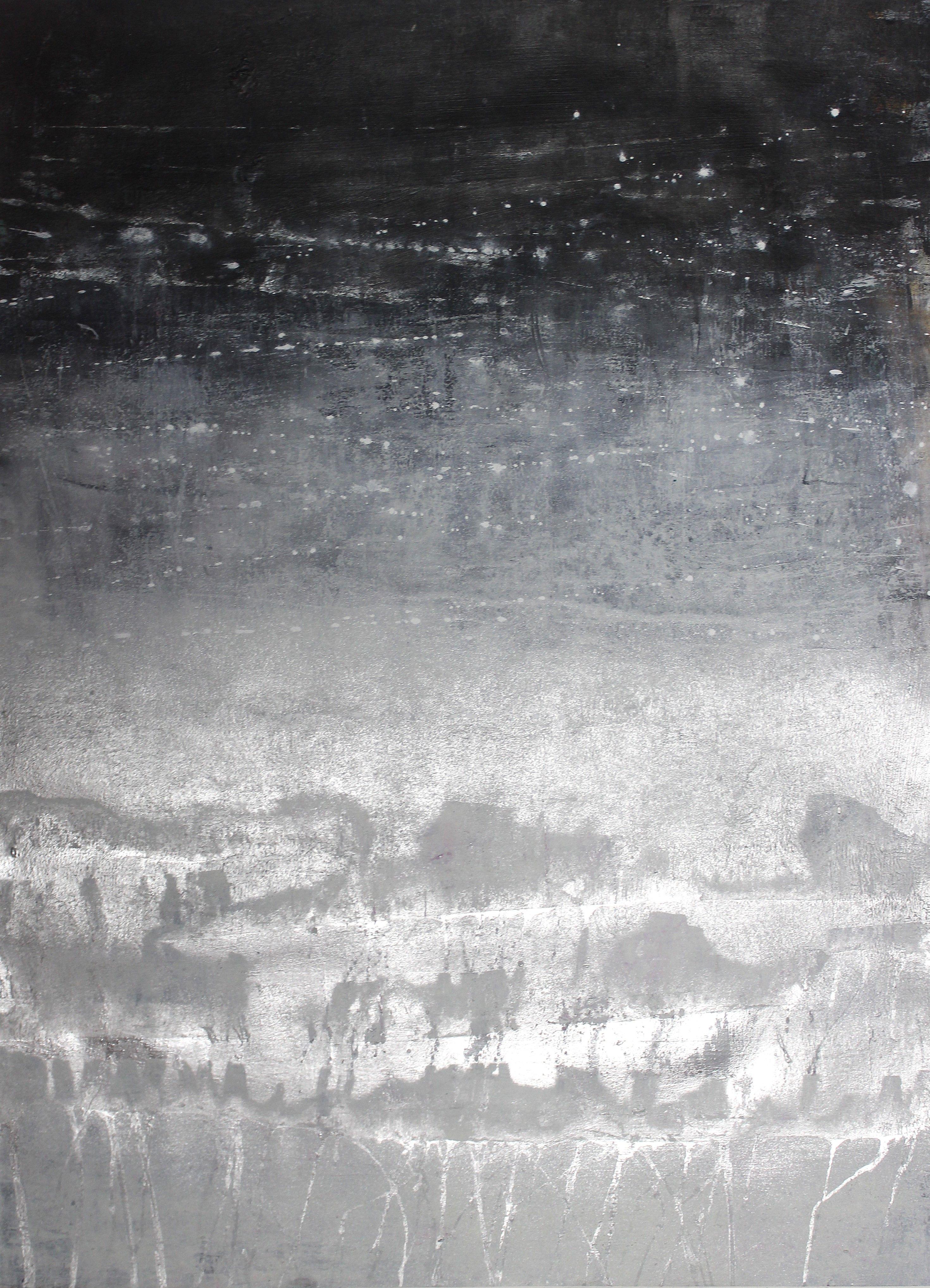 Abstract Painting de Laura Spring - Silver Lining, Pintura, Acrílico sobre papel