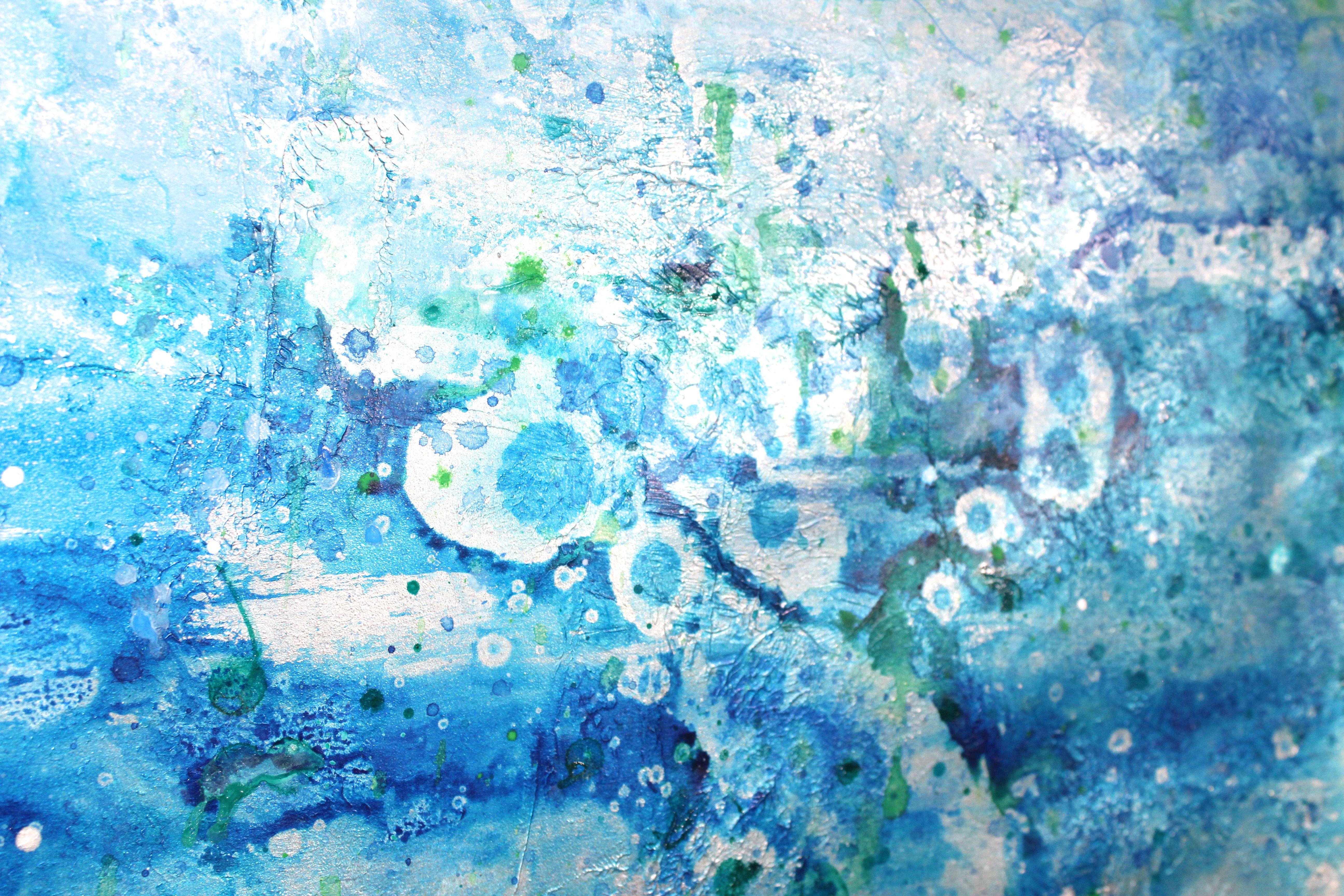 Salpicadura de plata, Pintura, Acrílico sobre papel - Painting Abstracto de Laura Spring