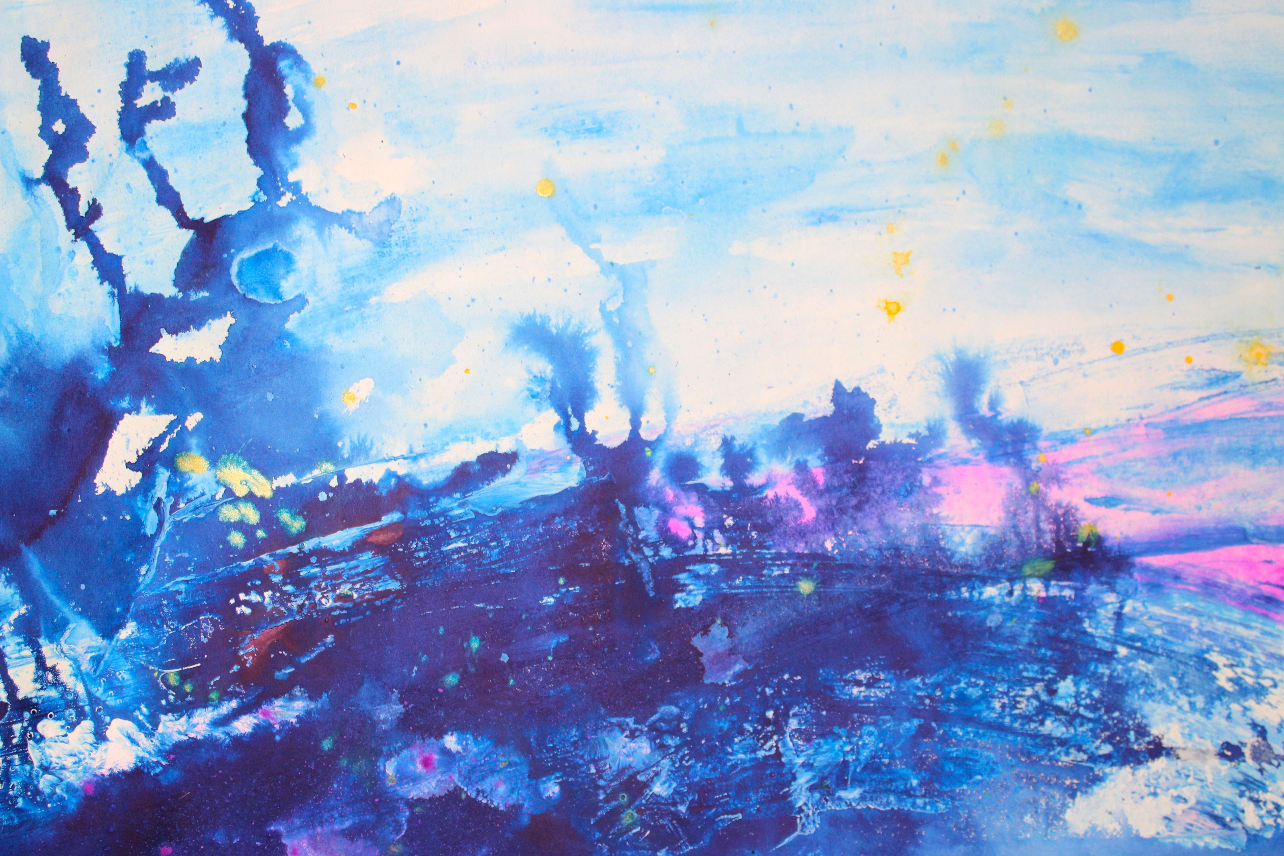 Starry Night 2, Painting, Acrylic on Paper For Sale 3