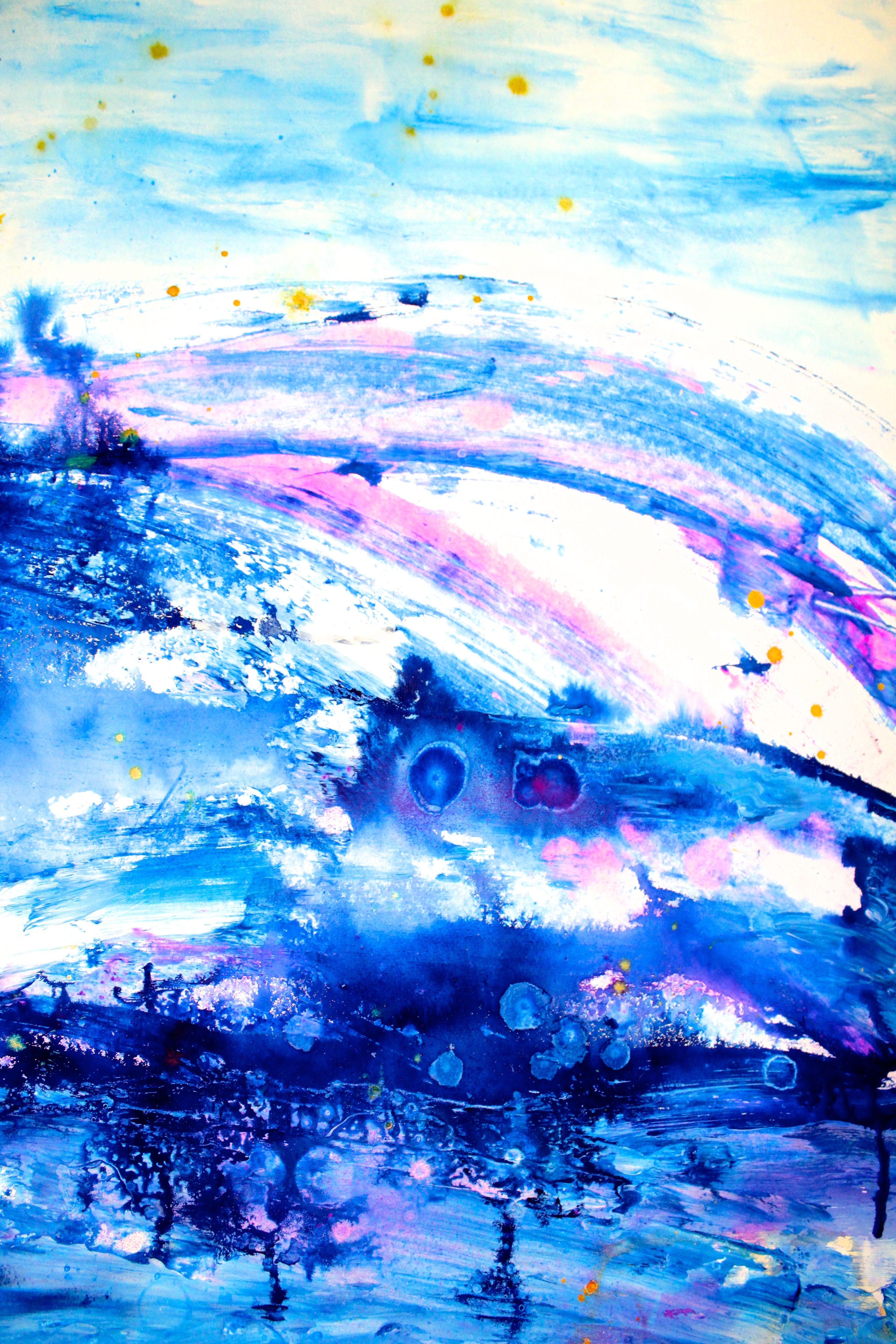 Starry Night 2, Painting, Acrylic on Paper For Sale 4