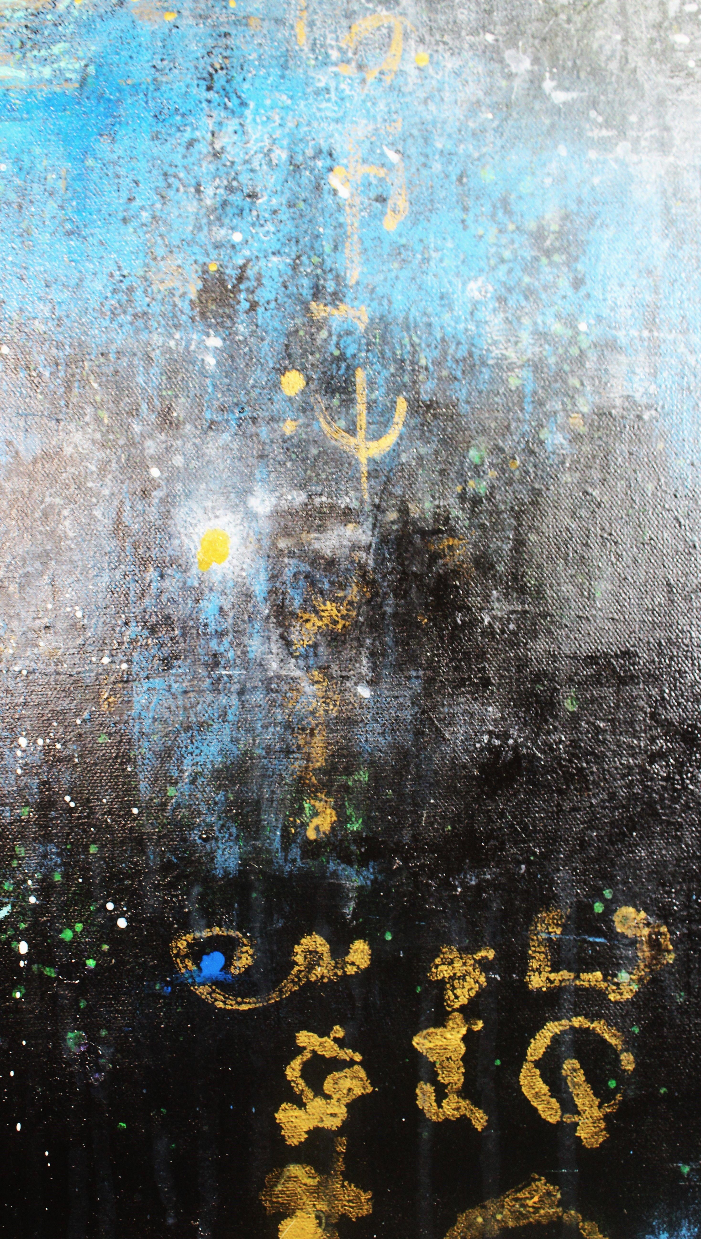 Starry Nights, Painting, Acrylic on Canvas - Black Abstract Painting by Laura Spring
