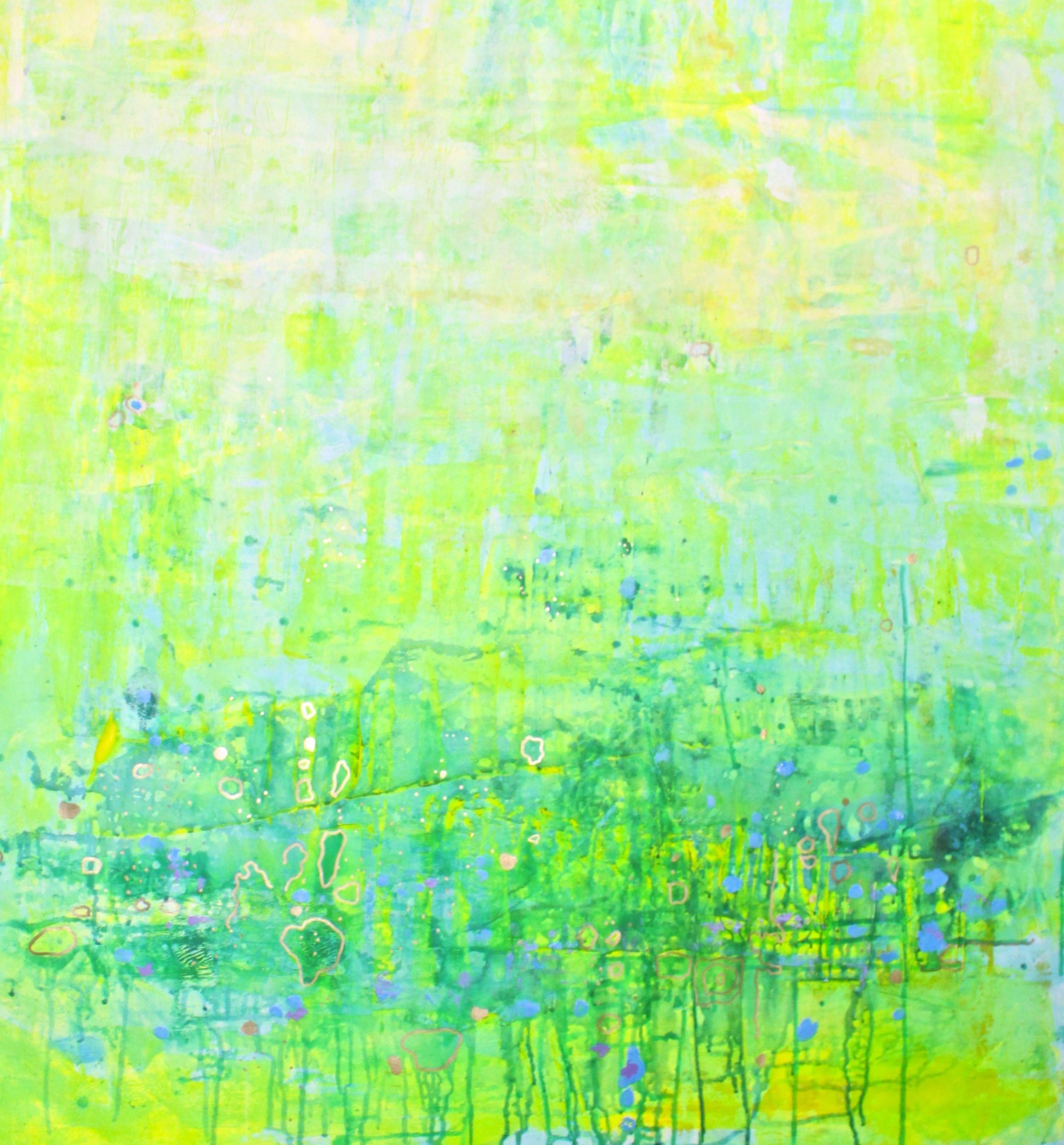 Abstract Painting Laura Spring - Sunshine, peinture, acrylique sur papier