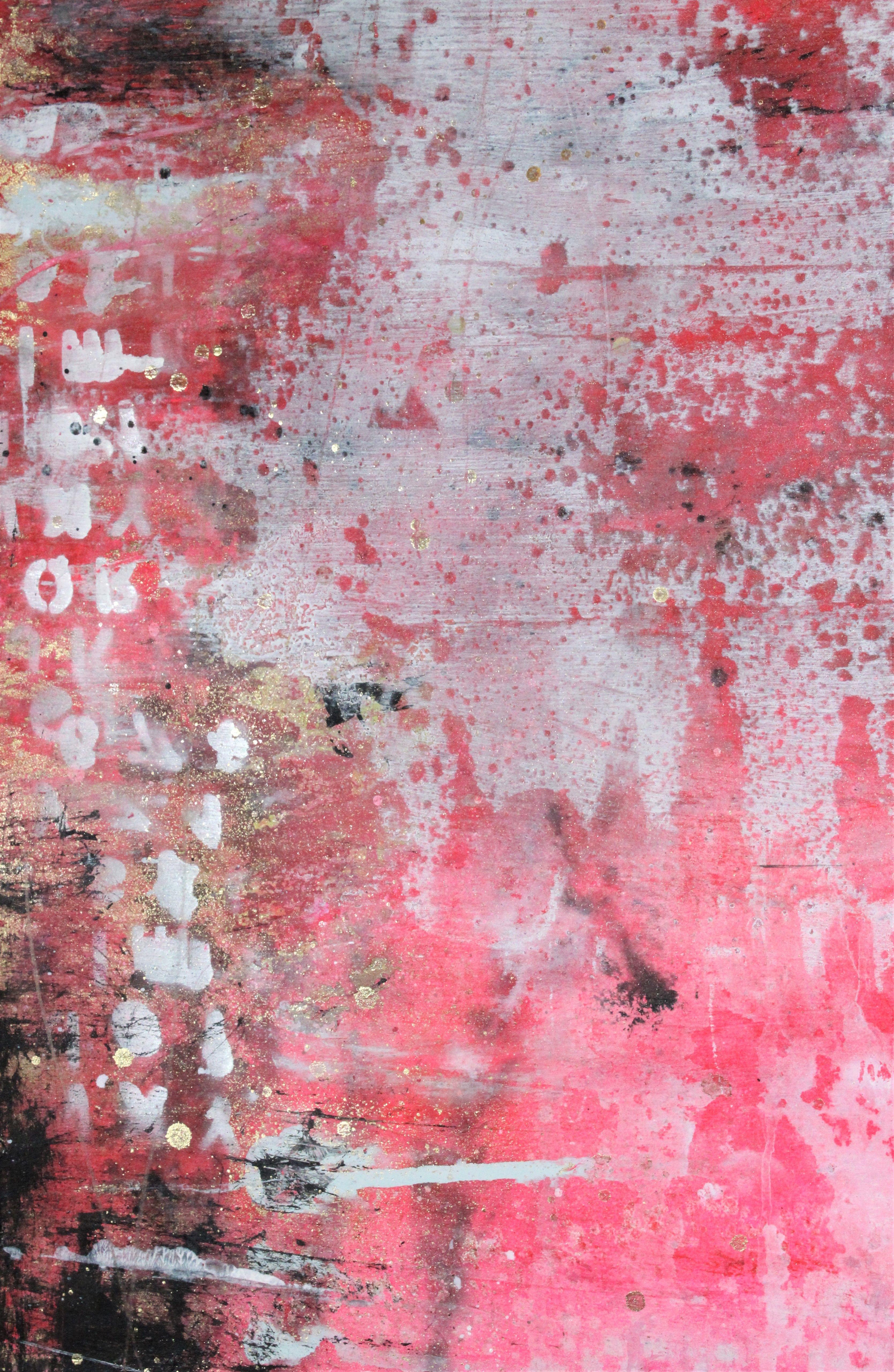 Il linguaggio dell'amore 1, Pittura, Acrilico su carta - Abstract Painting Marrone di Laura Spring