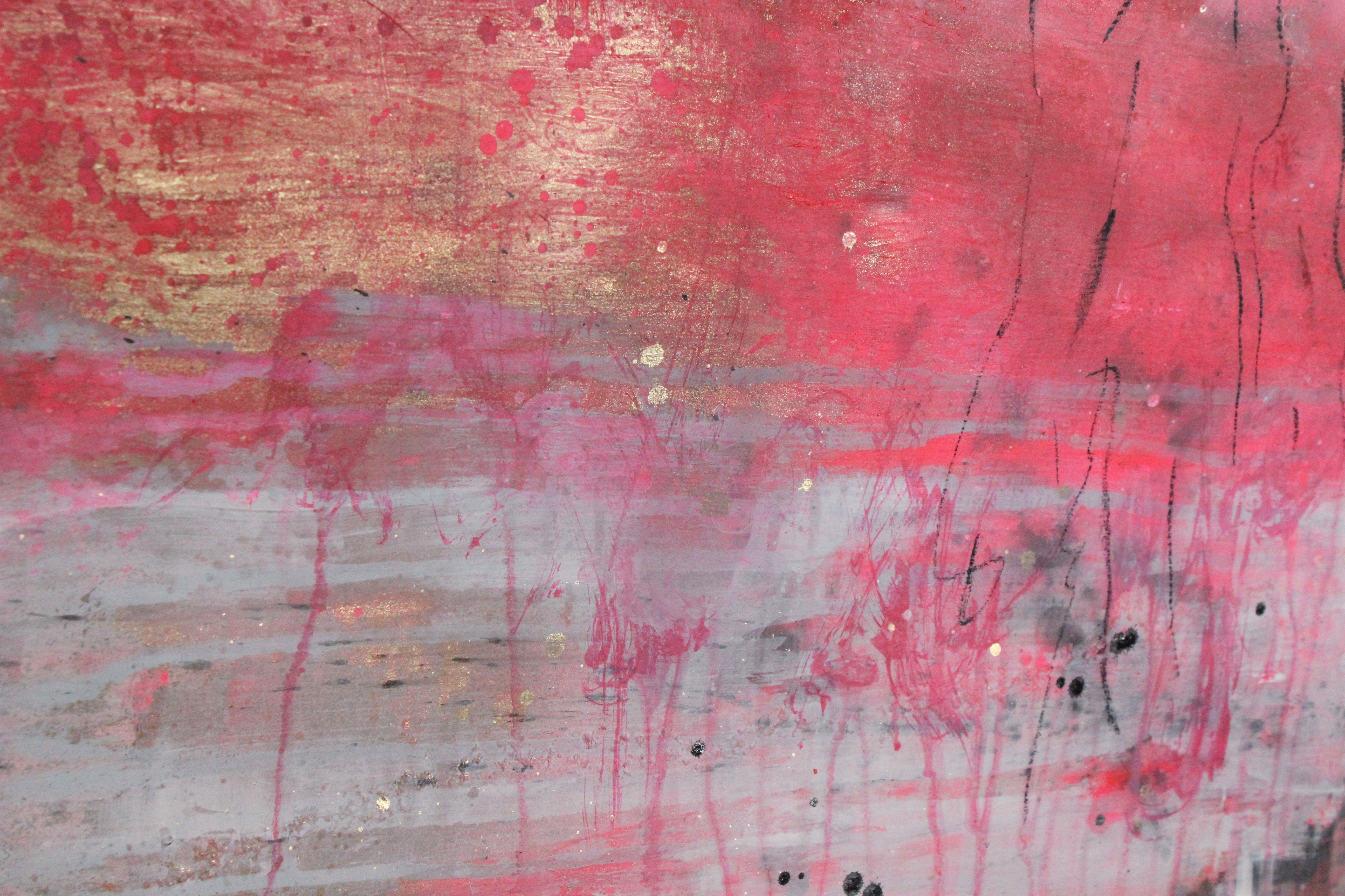 El lenguaje del amor 2, Pintura, Acrílico sobre papel - Abstract Painting Rosa de Laura Spring