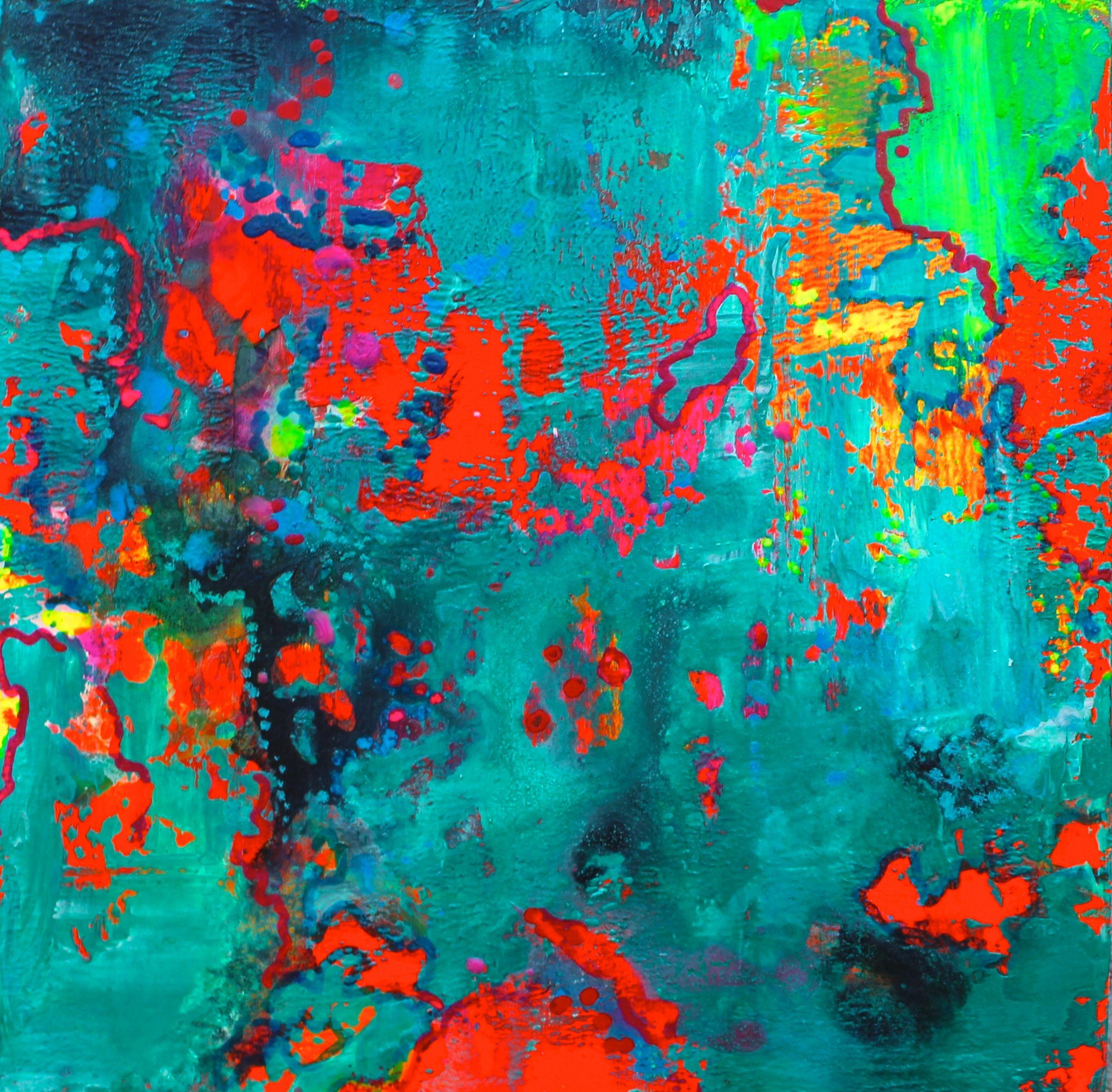 Laura Spring Abstract Painting - The map of the world 1, Painting, Acrylic on MDF Panel