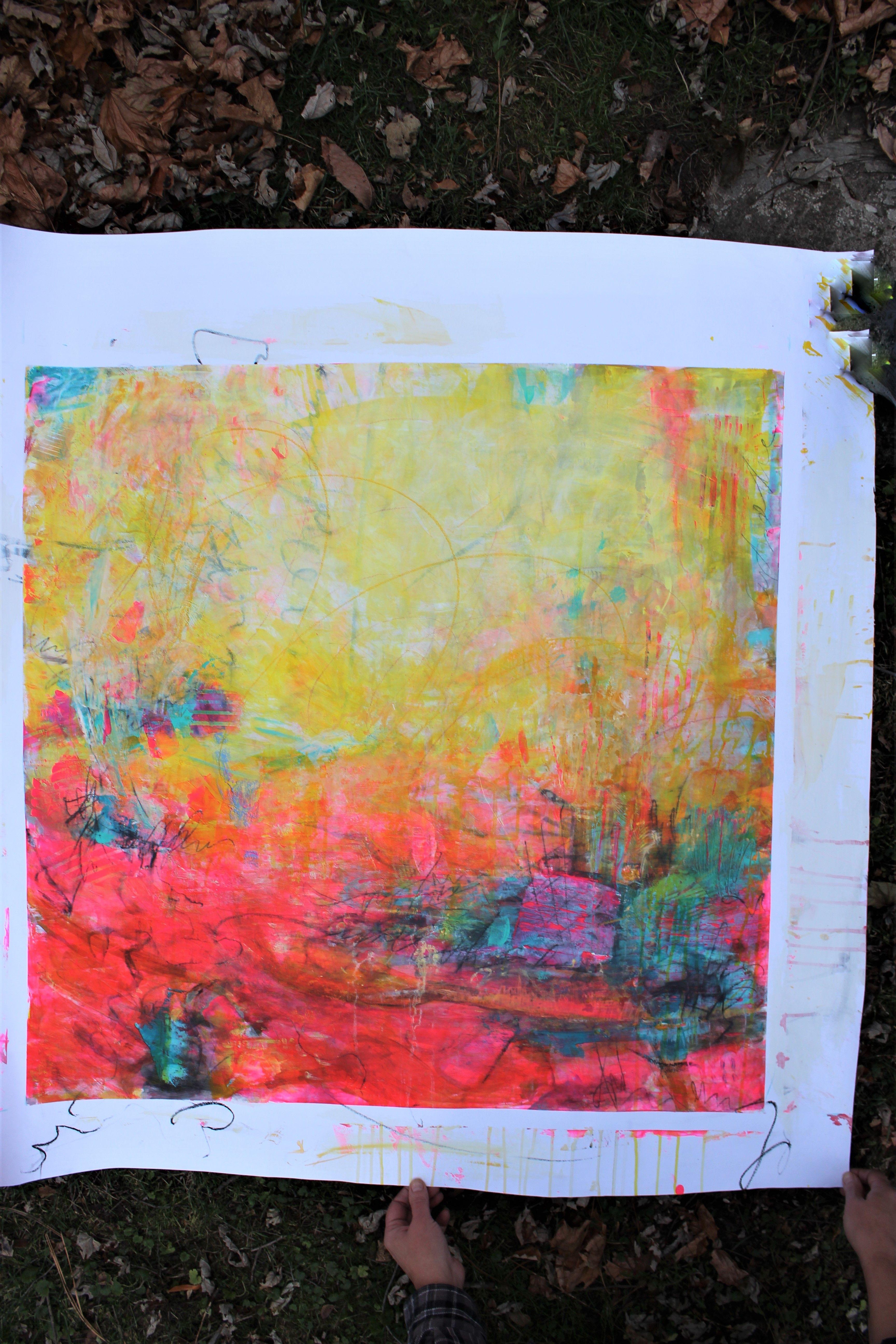 Unapologetically Pink 1, Pintura, Acrílico sobre papel en venta 3