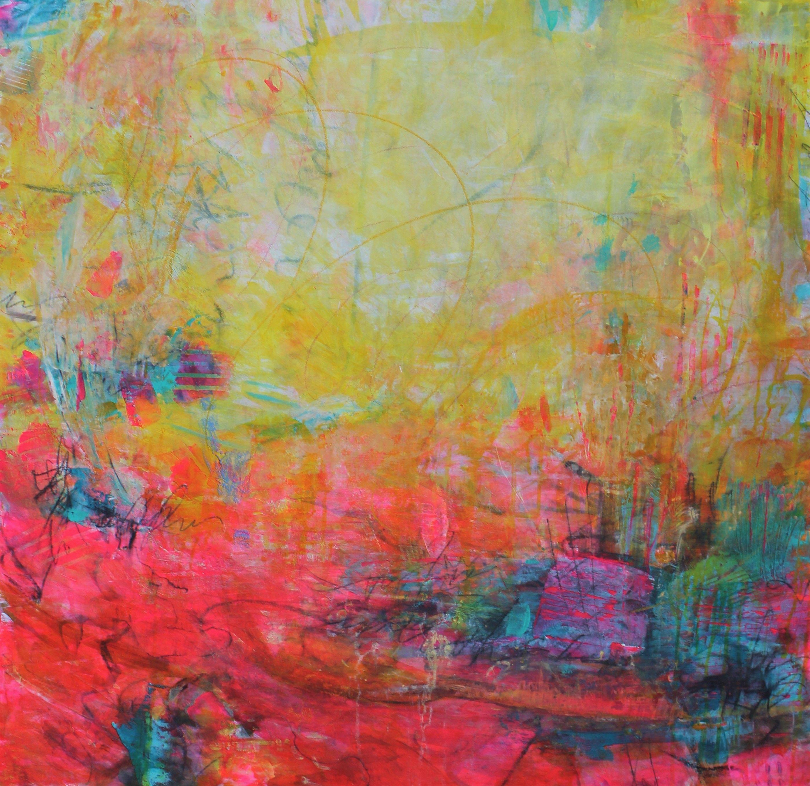 Unapologetically Pink 1, Pintura, Acrílico sobre papel - Painting de Laura Spring