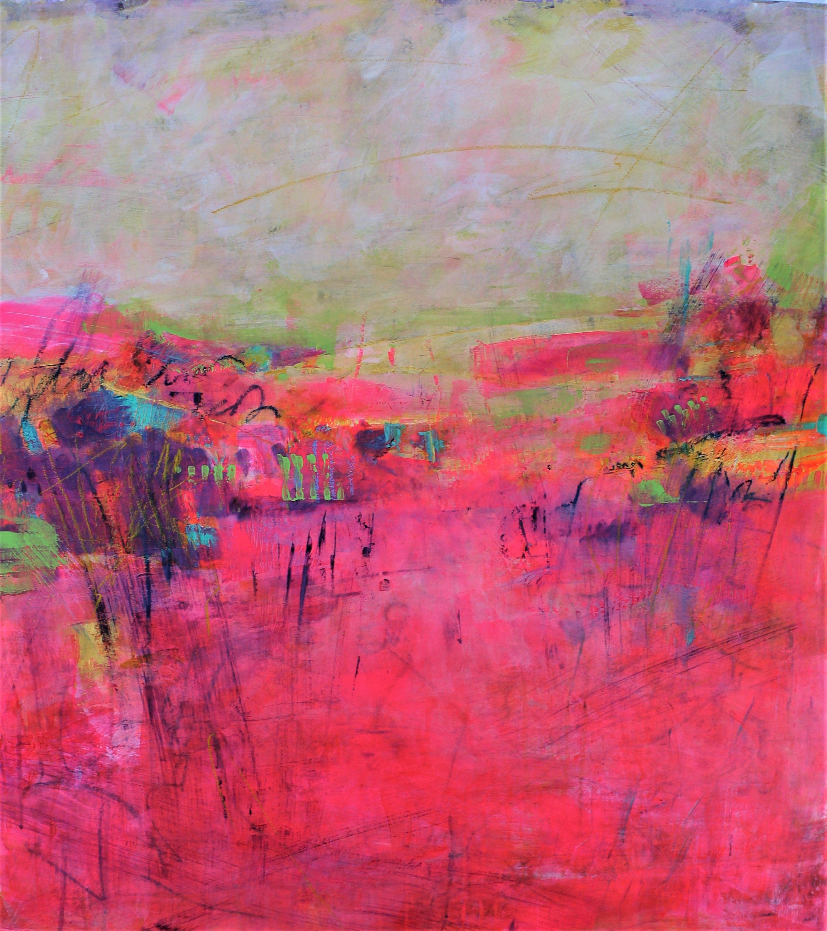 Laura Spring Abstract Painting - Unapologetically Pink 2, Painting, Acrylic on Paper