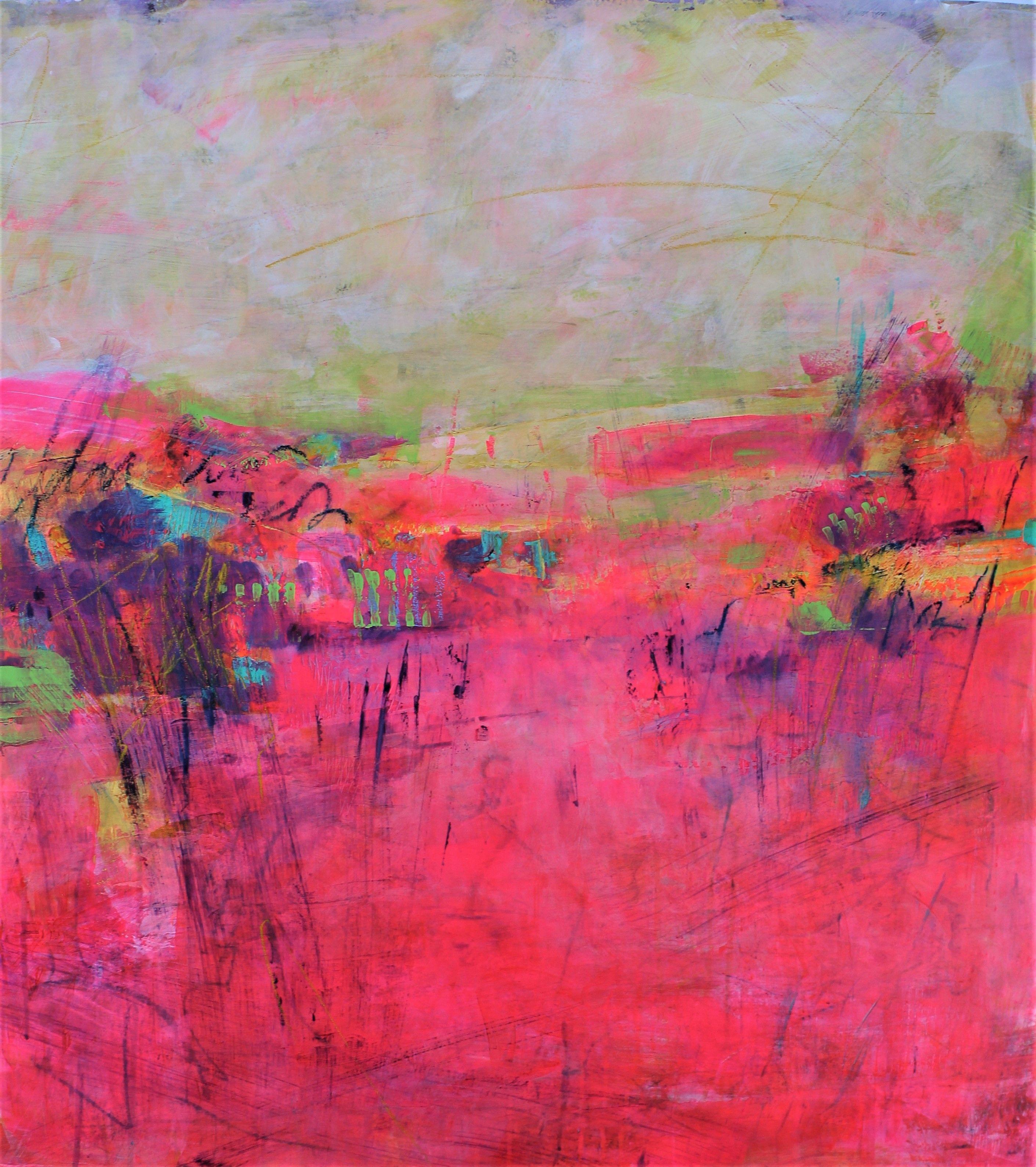 Abstract Painting de Laura Spring - Unapologetically Pink 2, Pintura, Acrílico sobre papel