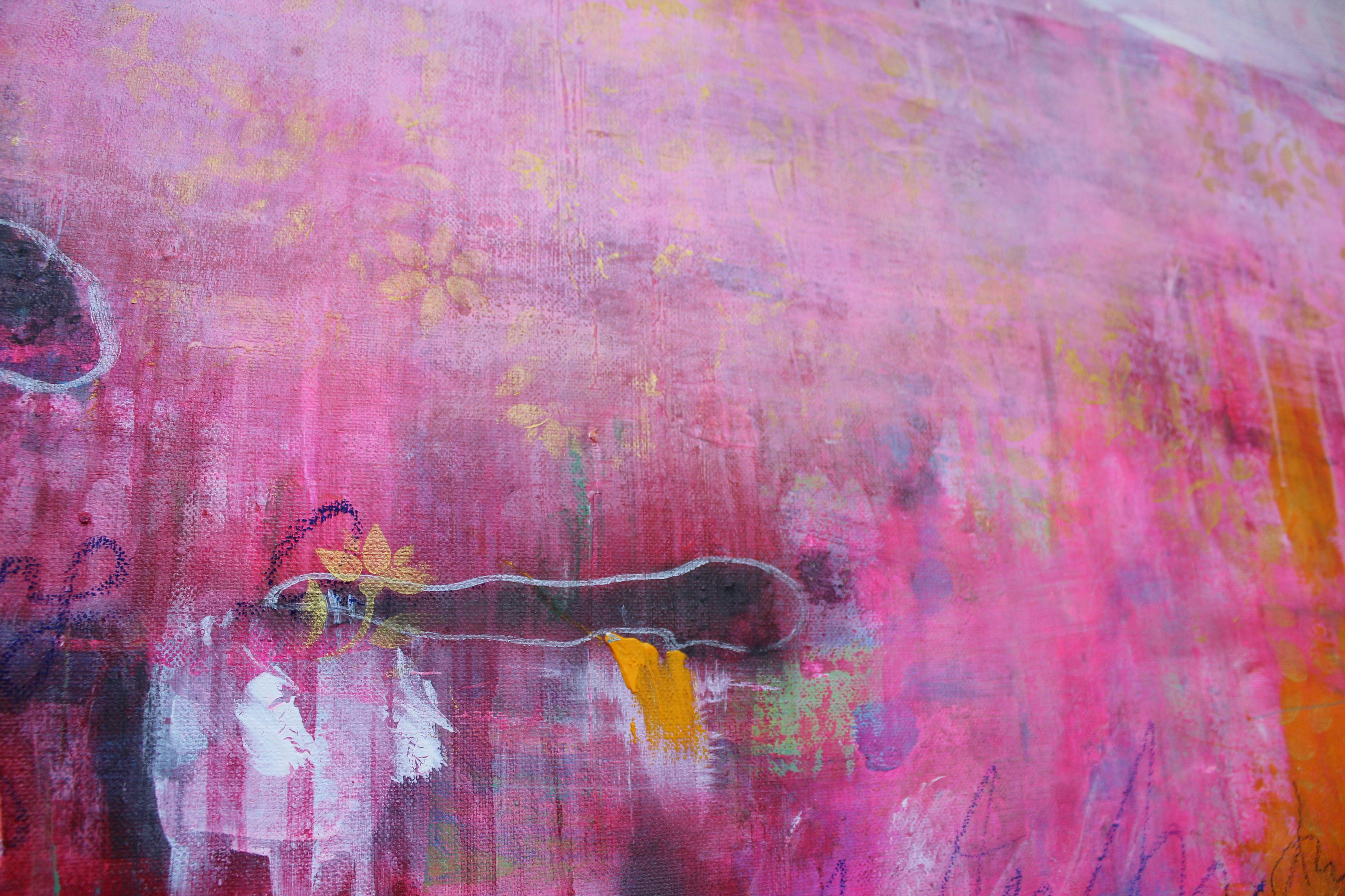 Unapologetically Pink 4, Painting, Acrylic on Canvas - Brown Abstract Painting by Laura Spring