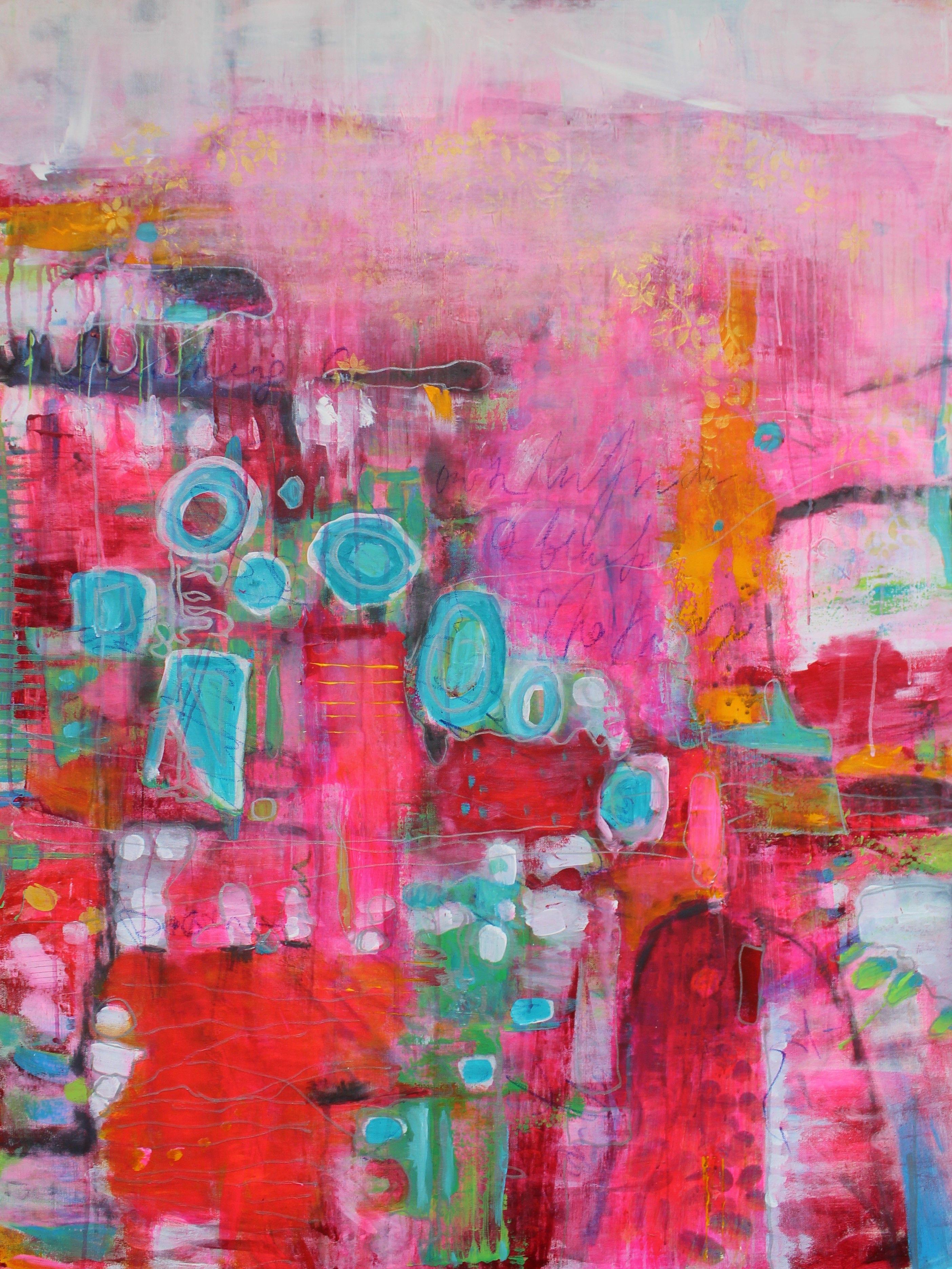 Laura Spring Abstract Painting - Unapologetically Pink 4, Painting, Acrylic on Canvas