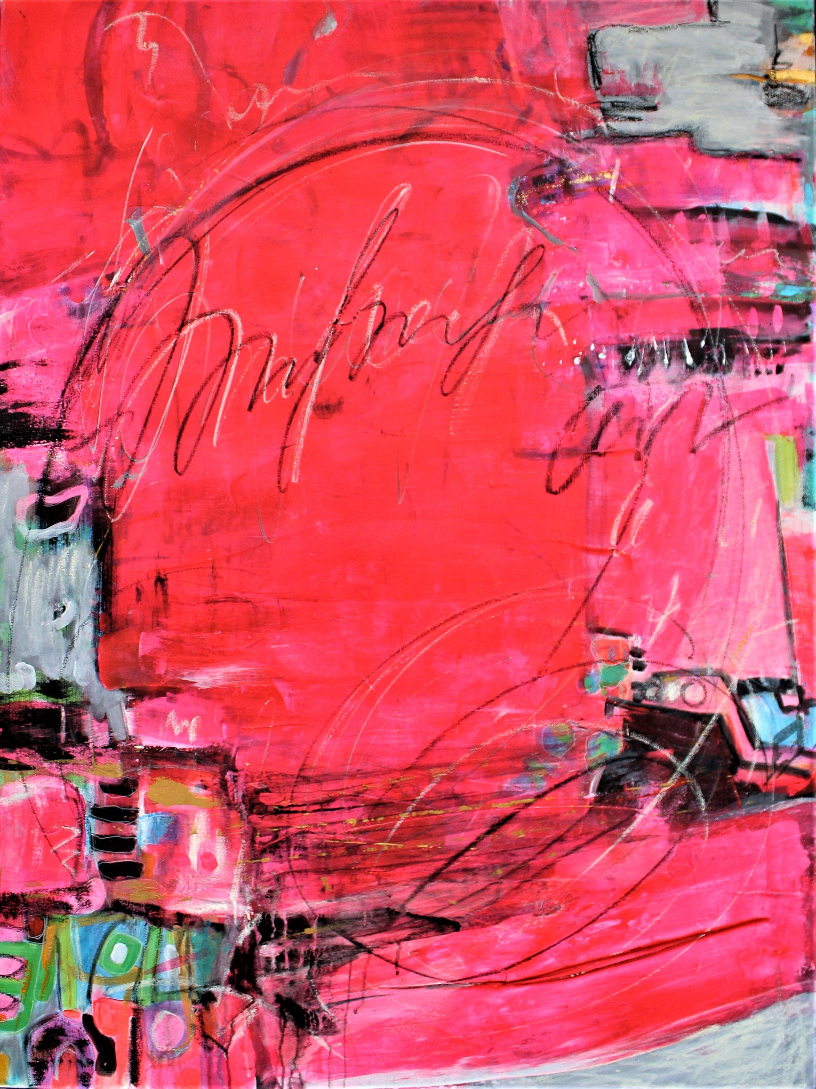 Laura Spring Abstract Painting - Unapologetically Pink 5, Painting, Acrylic on Canvas