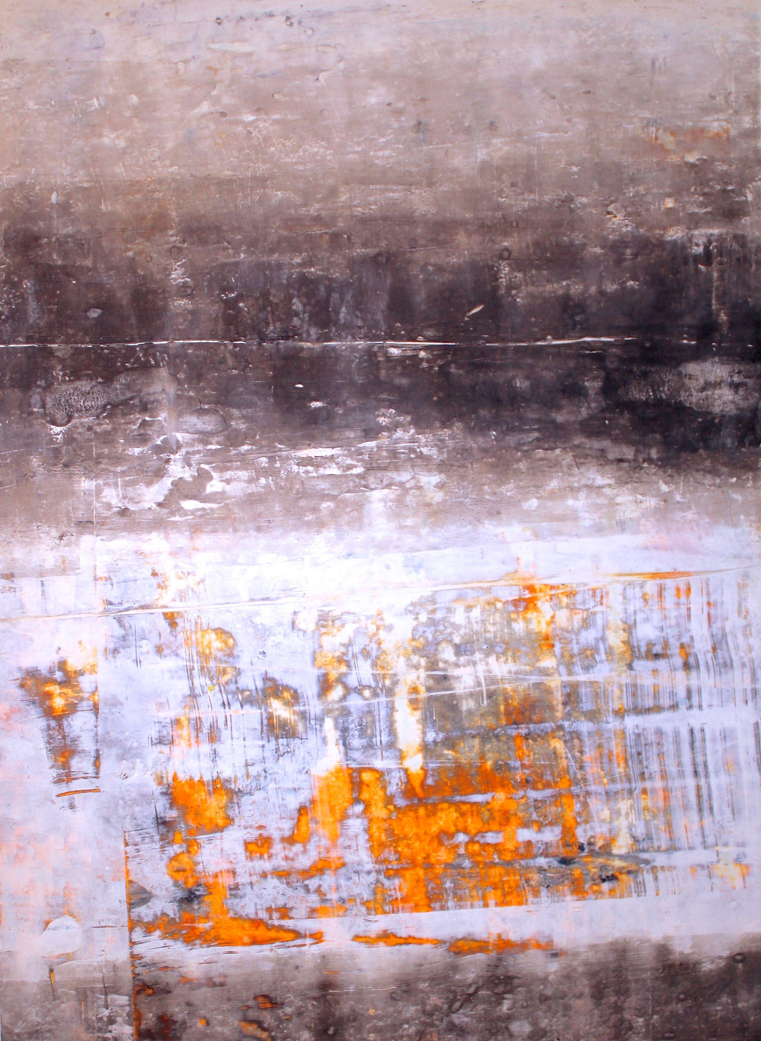 Abstract Painting di Laura Spring - Territorio inesplorato 4, Pittura, Olio su carta