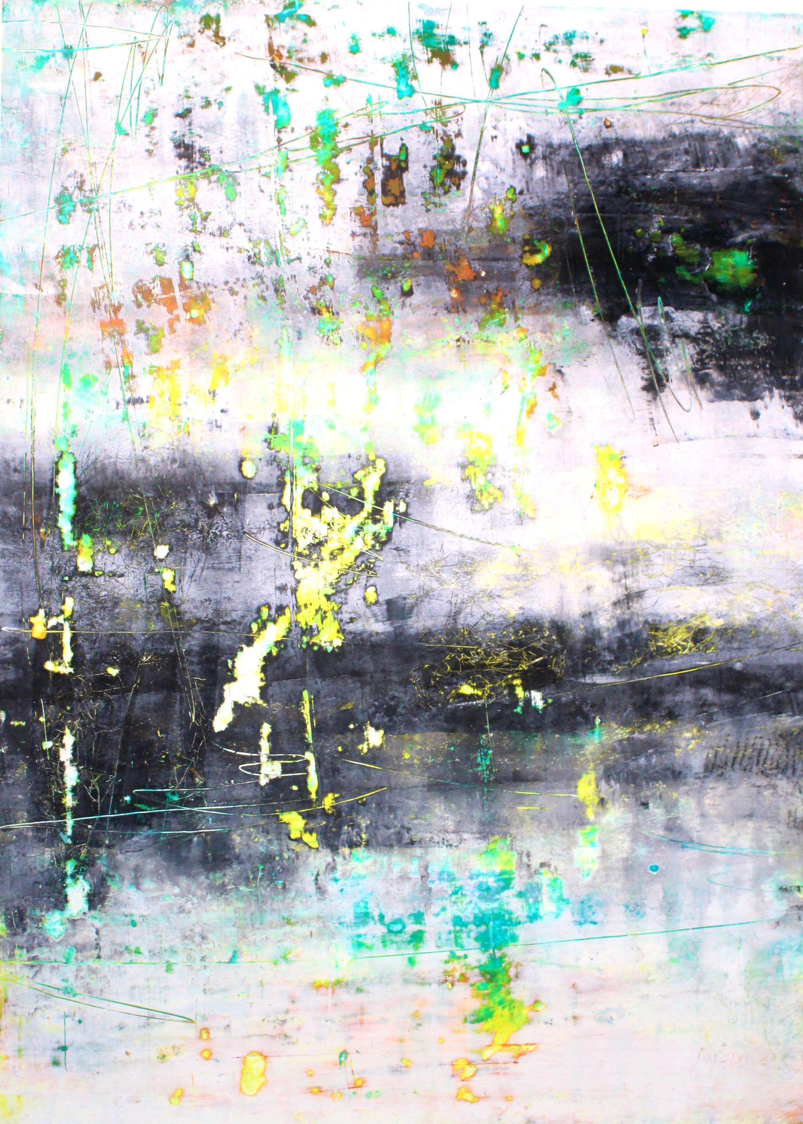 Abstract Painting di Laura Spring - Territorio inesplorato 8, Pittura, Olio su carta